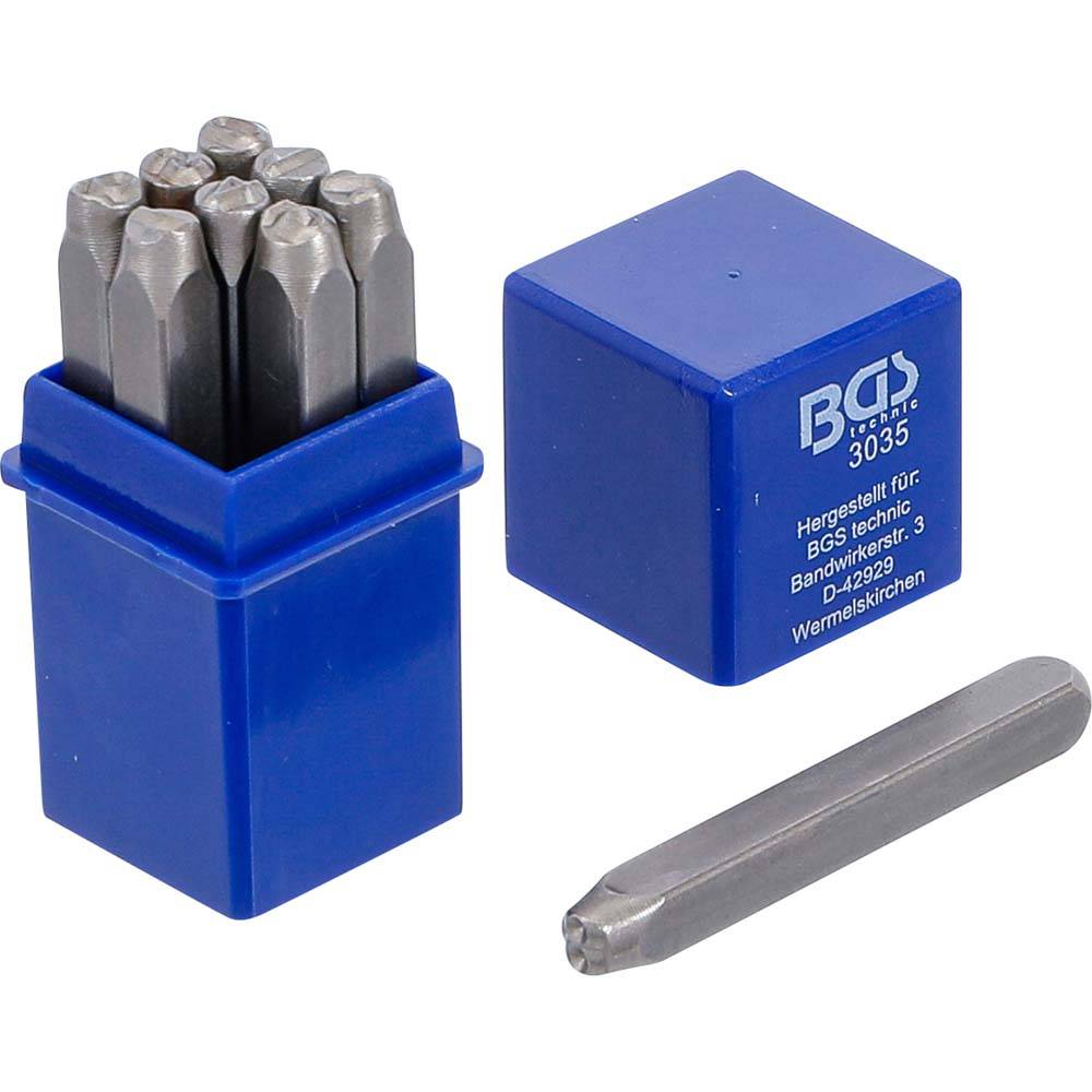 Einschlagzahlen - zum Einschlagen in Stahl und Eisen - Durchmesser 5 mm - gleichbleibender Schriftcharakter nach DIN 1451