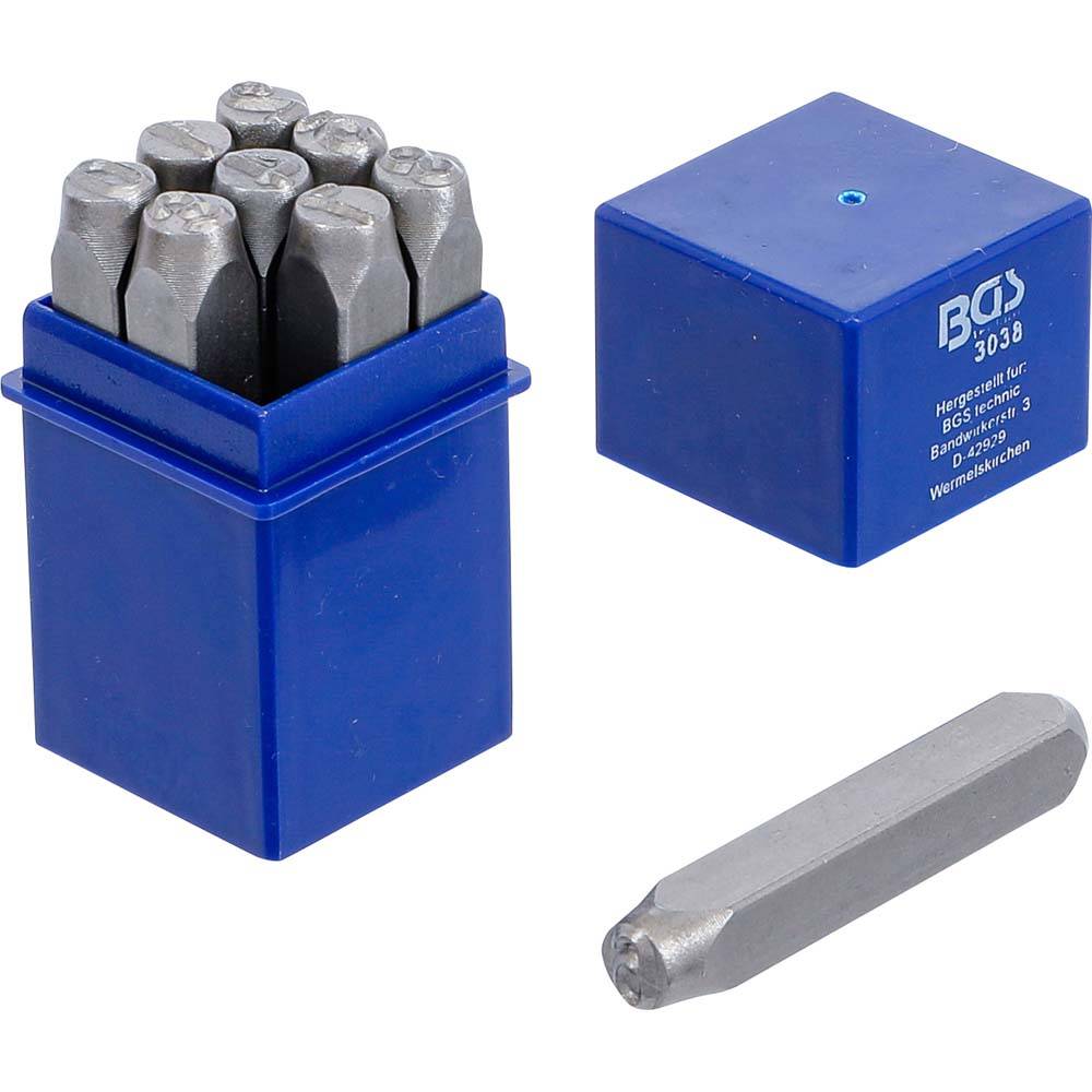 Einschlagzahlen - zum Einschlagen in Stahl und Eisen - gleichbleibender Schriftcharakter nach DIN 1451 - Ø 8 mm