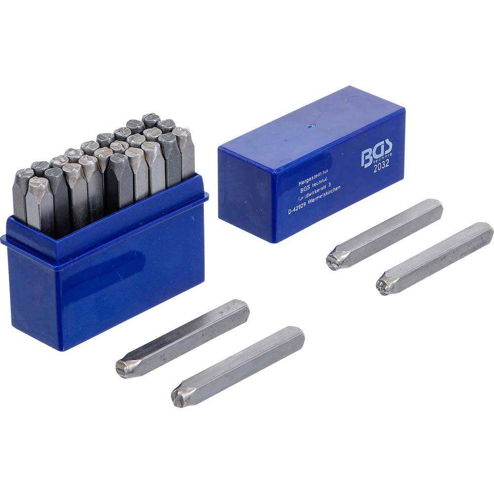 Einschlagbuchstaben - zum Einschlagen in Stahl und Eisen - Ø 5 mm - gleichbleibender Schriftcharakter nach DIN 1451