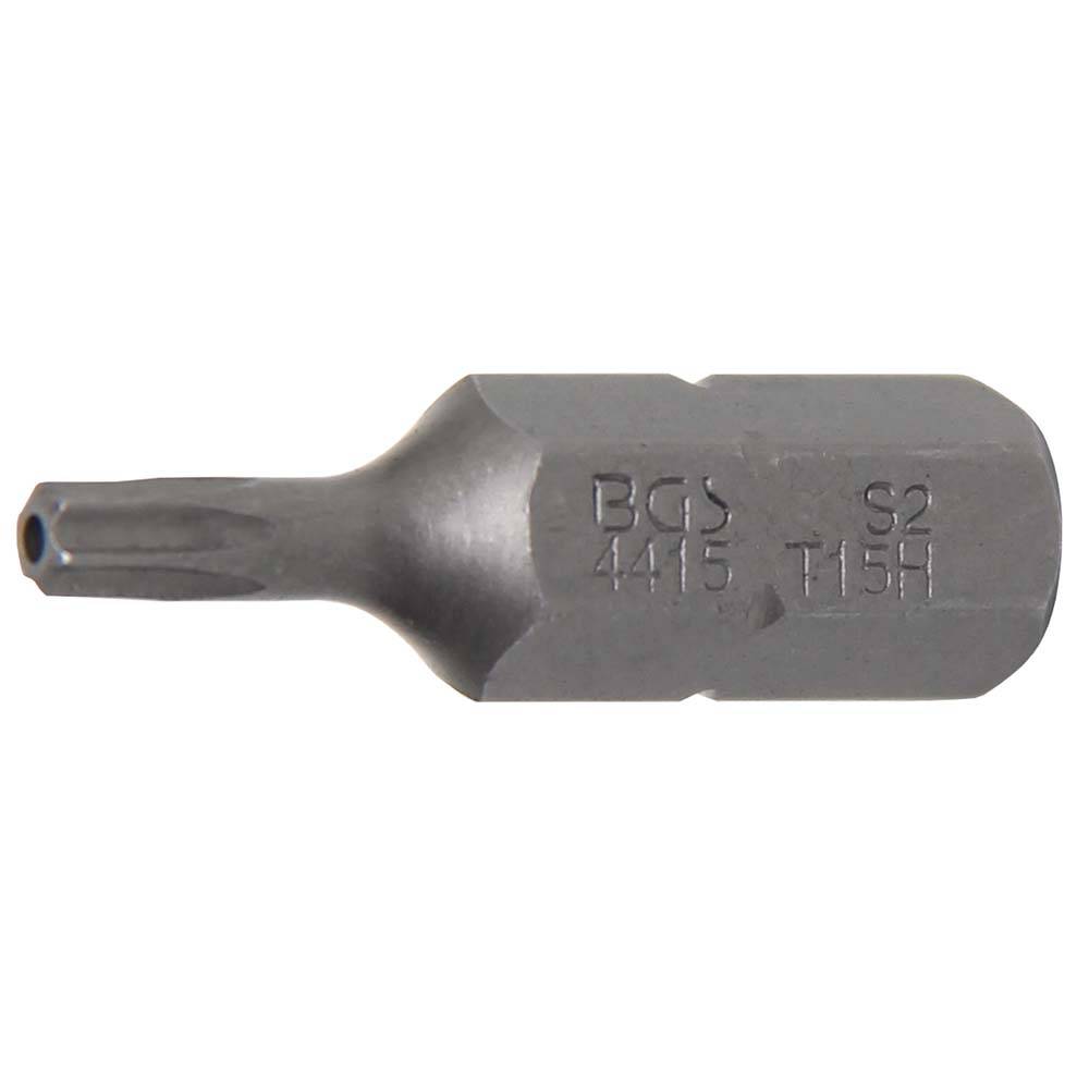 Bit T-Profil - mit Bohrung - 30 mm lang - Antrieb - 5/16" - Chrom-Vanadium-Stahl - T-Profil T-15
