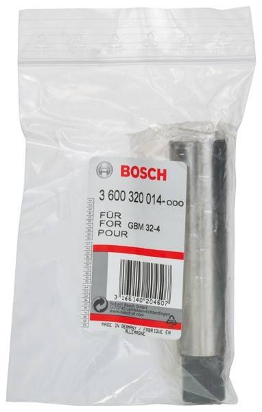 Eine Metallbohrerscheide in transparenter Verpackung mit der Beschriftung 'Bosch, 3 600 320 014-000, für GBM 32-4'.