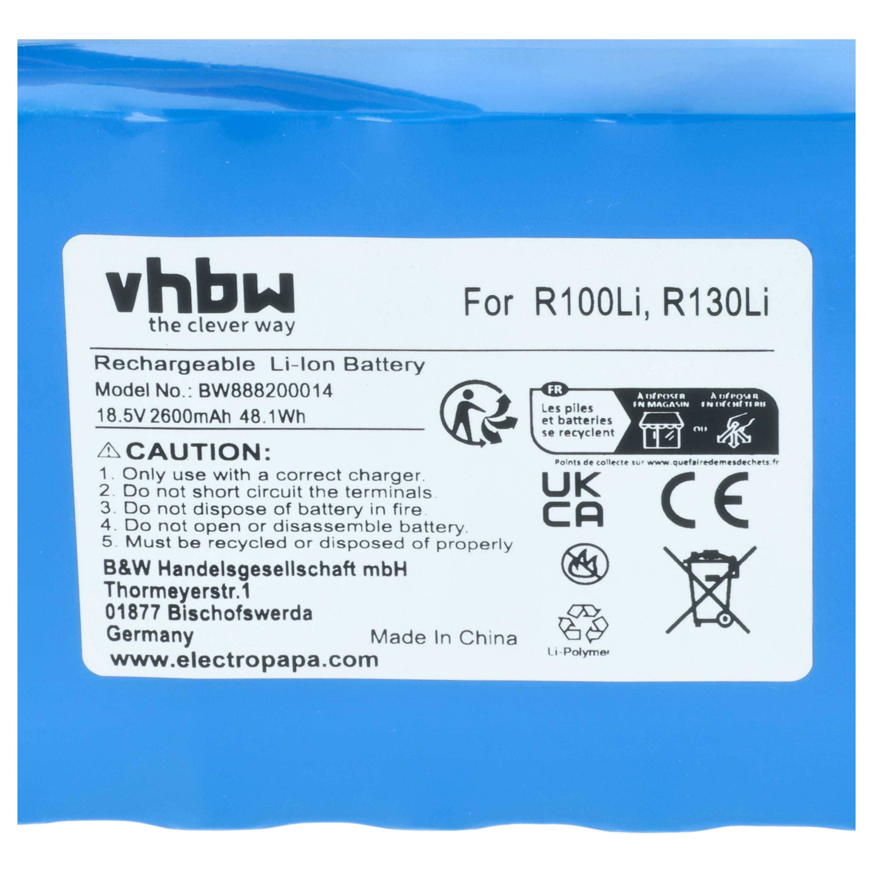 vhbw 2x Akku kompatibel mit Gardena R160, R130LIC, City (bis SNr. 184499999), R100LIC, City, R130Li, R100Li Rasenmäher (2600mAh 18,5V Li-Ion)
