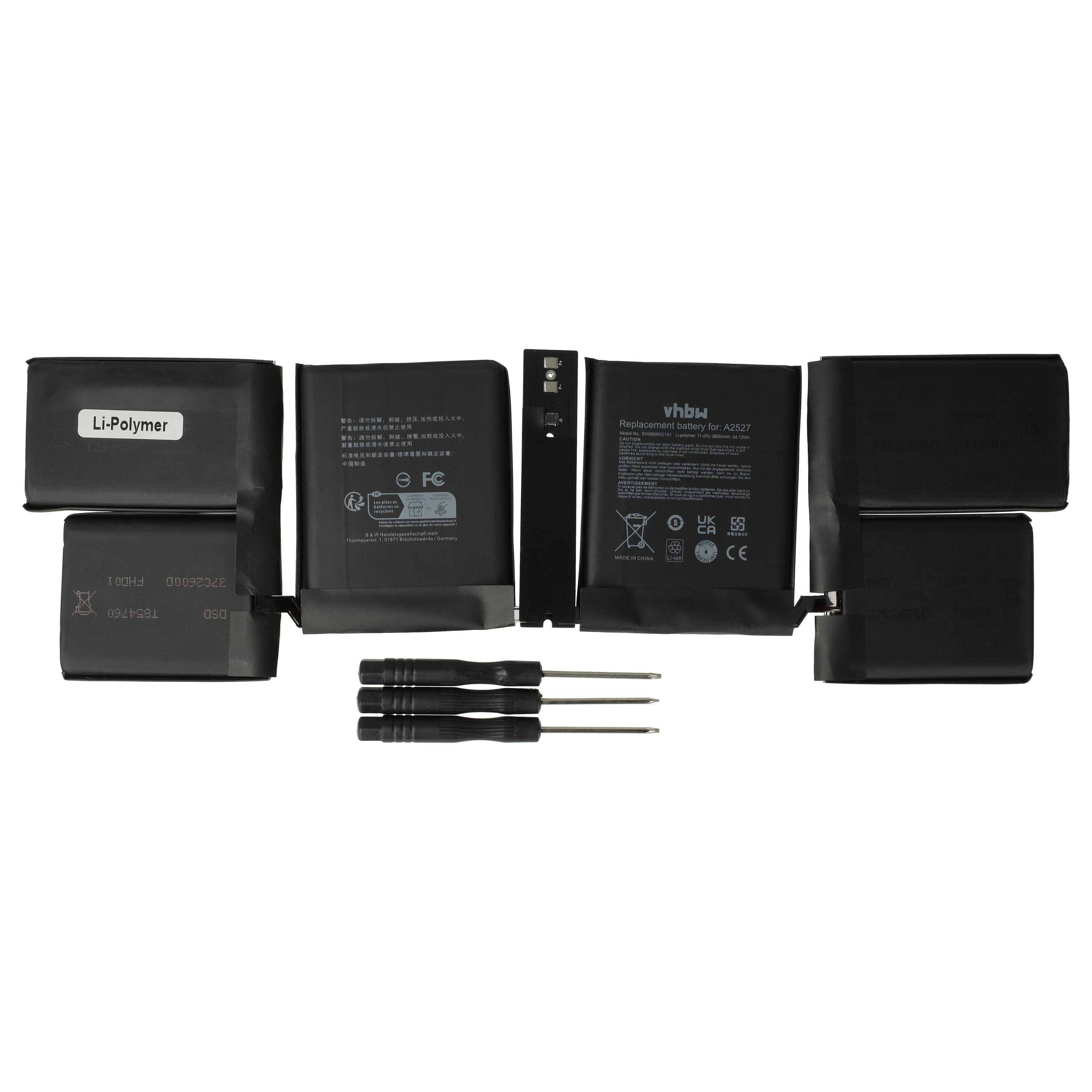 vhbw Akku Ersatz für Apple A2485 | für Notebook (5600 mAh, 11,45 V, Li-Polymer)