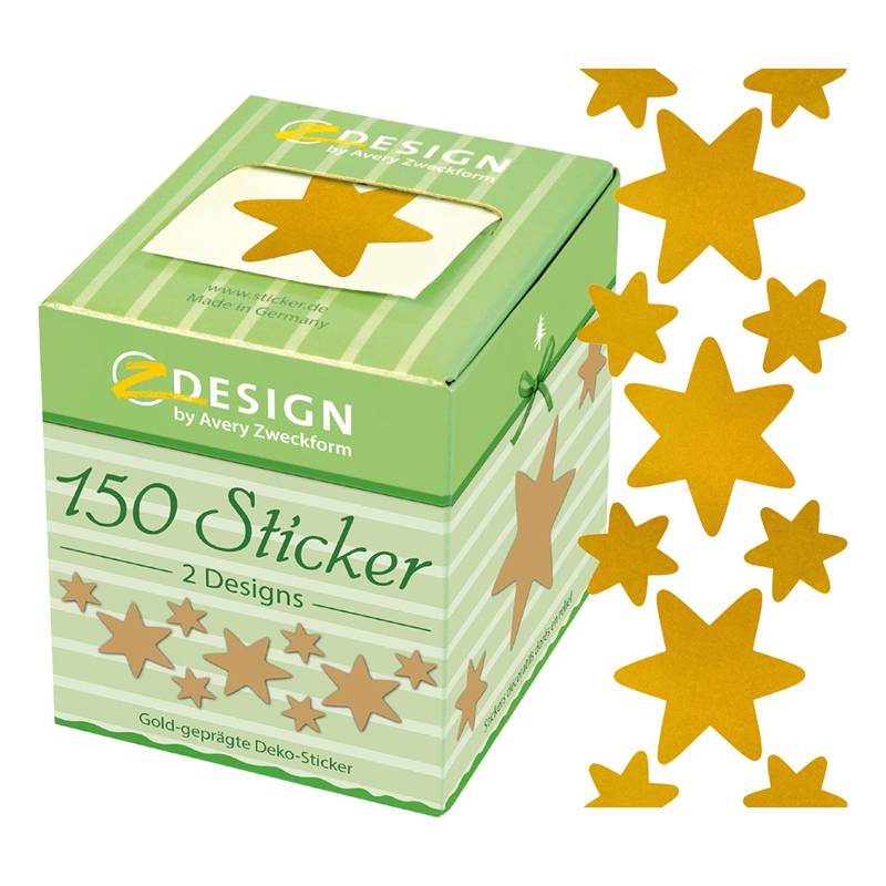 ZDesign Weihnachts-Sticker "Sterne", gold, auf Rolle