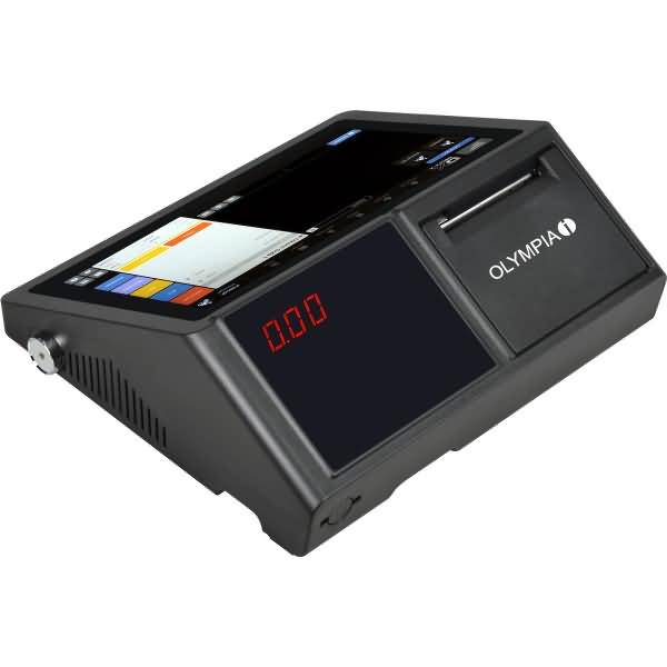 Olympia Elektronischer Währungszähler/Validator mit digitaler Anzeige, die 0.00 anzeigt, und einem Geldscheinfütterungsschlitz oben.