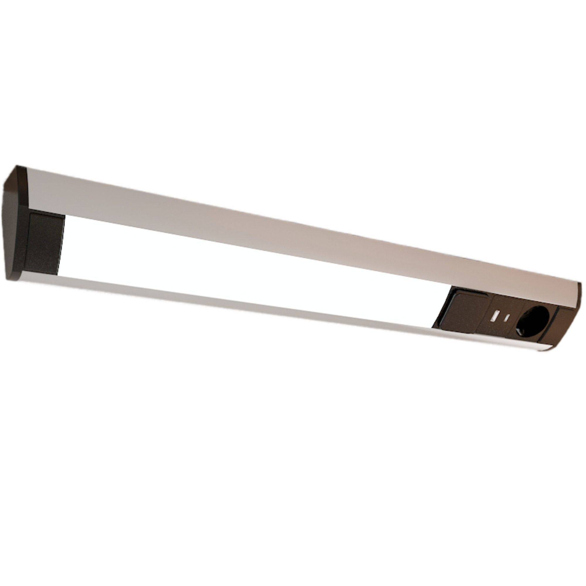 kalb | LED Unterbauleuchte mit Schalter und Steckdose, 230VAC Anschluss, 3000 Kelvin, USB-Port Typ A&C, Aluminium u. ABS, IP20