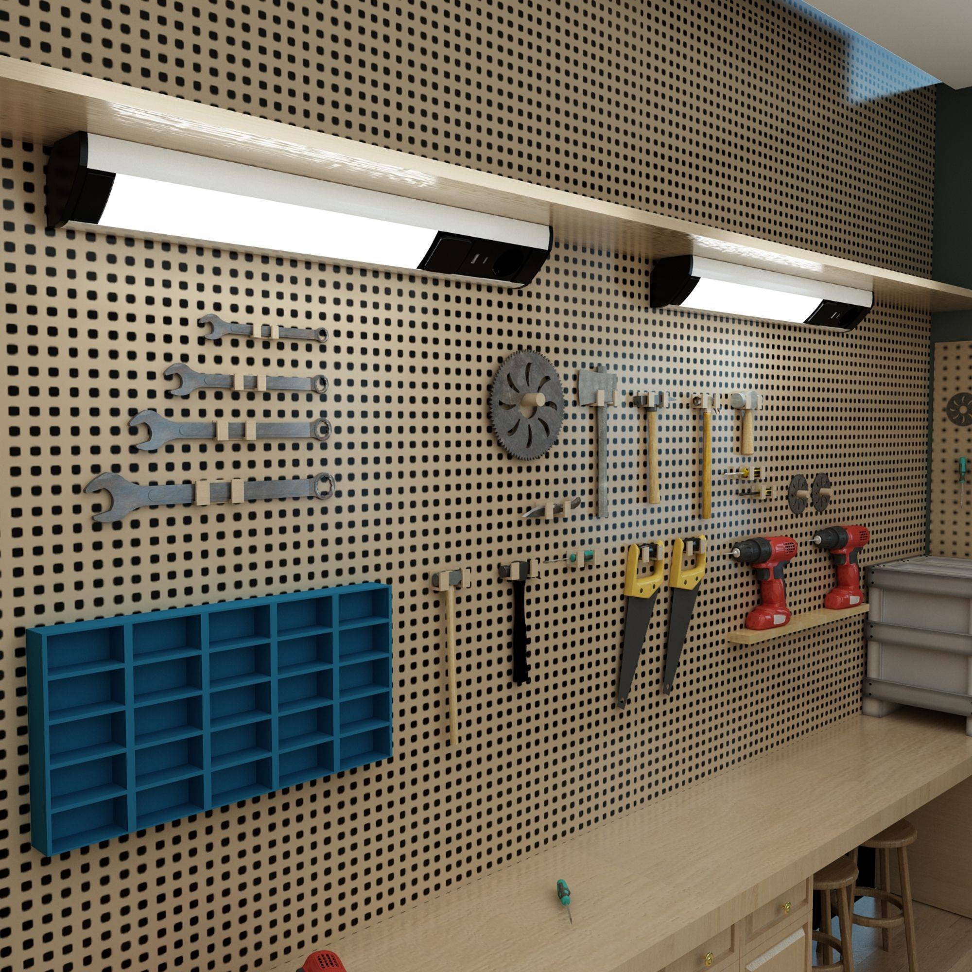 kalb | LED Unterbauleuchte mit Schalter und Steckdose, 230VAC Anschluss, 3000 Kelvin, USB-Port Typ A&C, Aluminium u. ABS, IP20