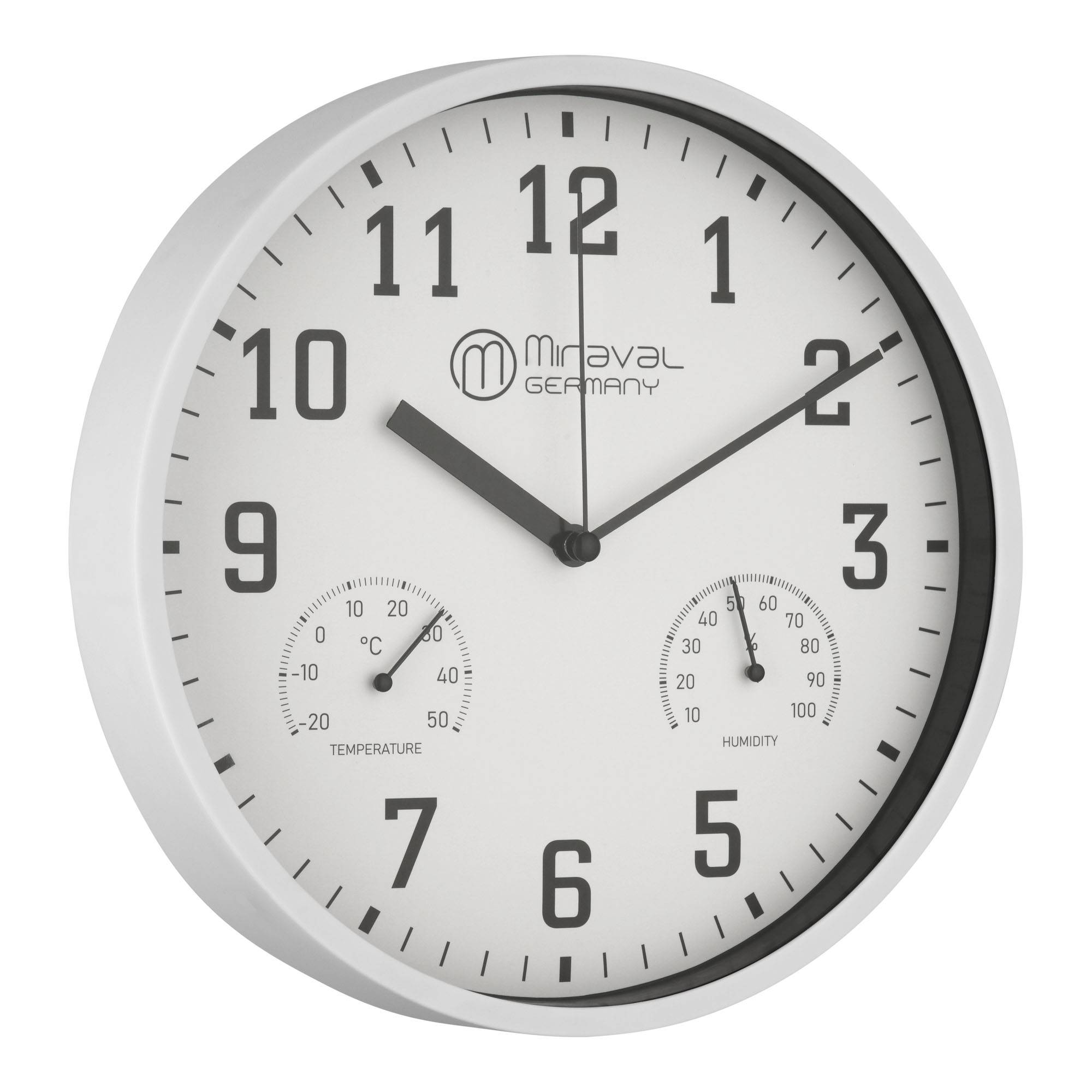 Wanduhr Thermometer Hygrometer 250 mm Küchenuhr Wohnzimmer Luftfeuchtigkeit Temperaturanzeige Analog Bürouhr Moderne Wanduhr