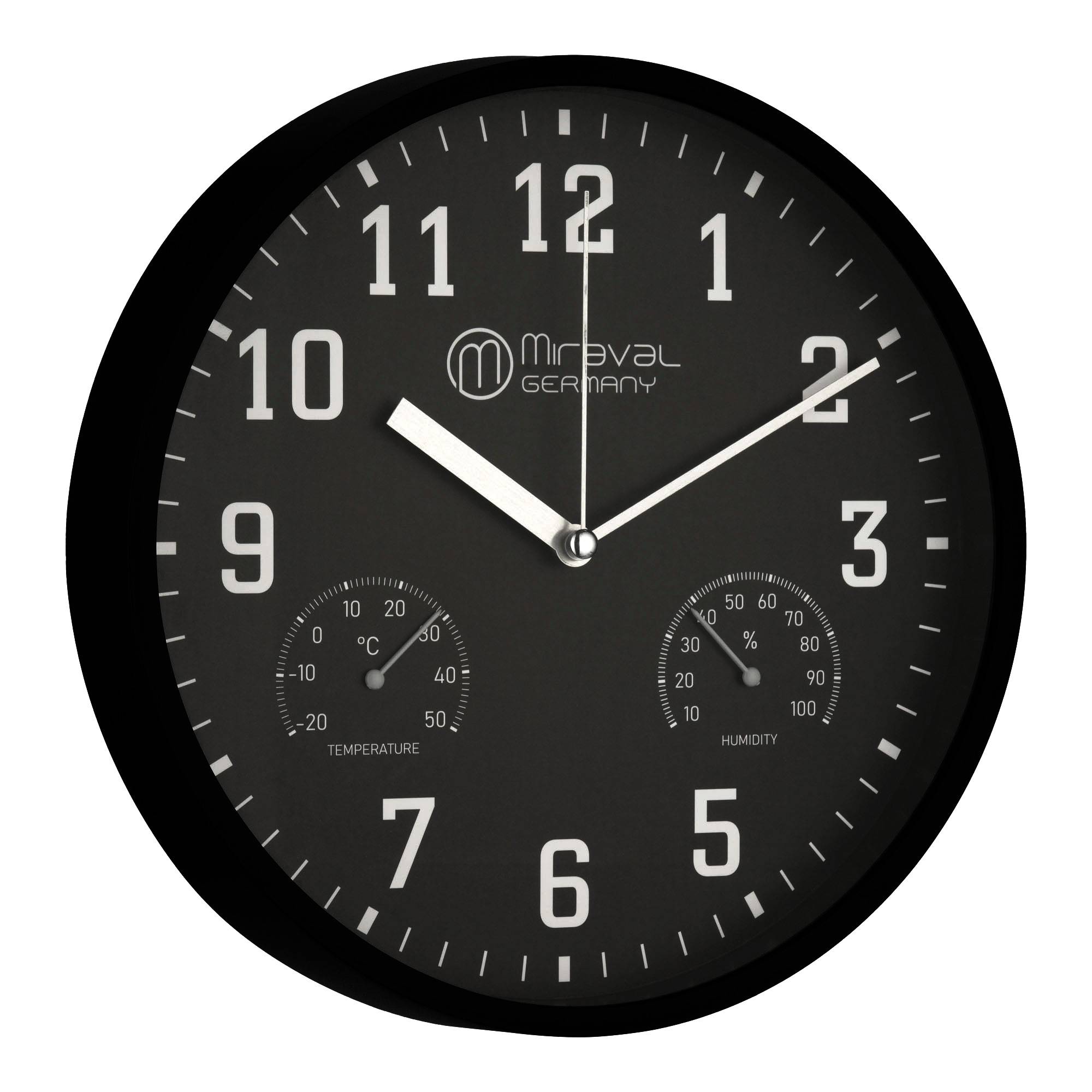 Wanduhr Thermometer Hygrometer 250 mm Küchenuhr Wohnzimmer Luftfeuchtigkeit Temperaturanzeige Analog Bürouhr Moderne Wanduhr