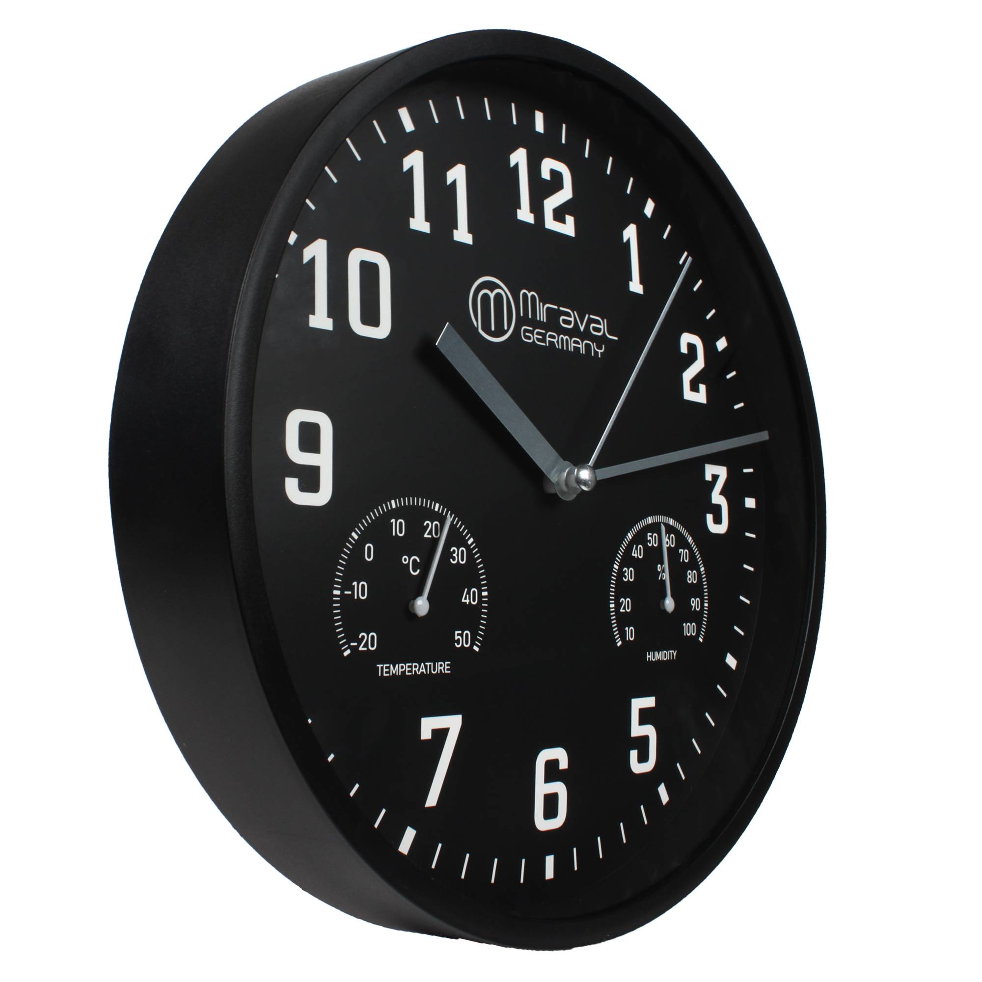 Wanduhr Thermometer Hygrometer 250 mm Küchenuhr Wohnzimmer Luftfeuchtigkeit Temperaturanzeige Analog Bürouhr Moderne Wanduhr