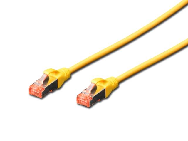 DIGITUS Patchkabel Cat6 S/FTP 2xRJ45 0.5m gelb Hebelschutz Polybeutel Kabel RJ45 Cat.6
