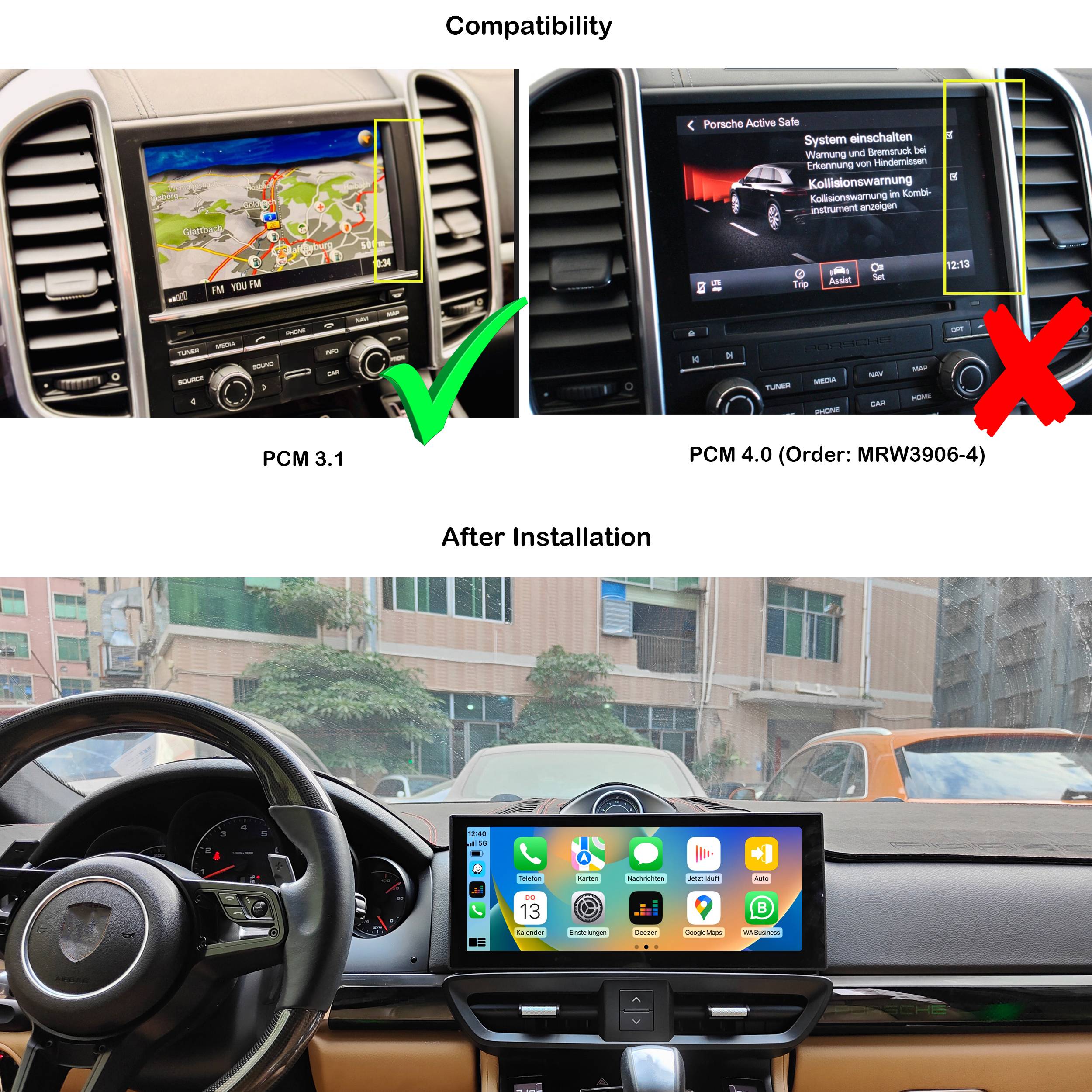 Für Porsche Cayenne PCM3.1 CDR3 12.3" Touch Android Autoradio GPS Navi CarPlay