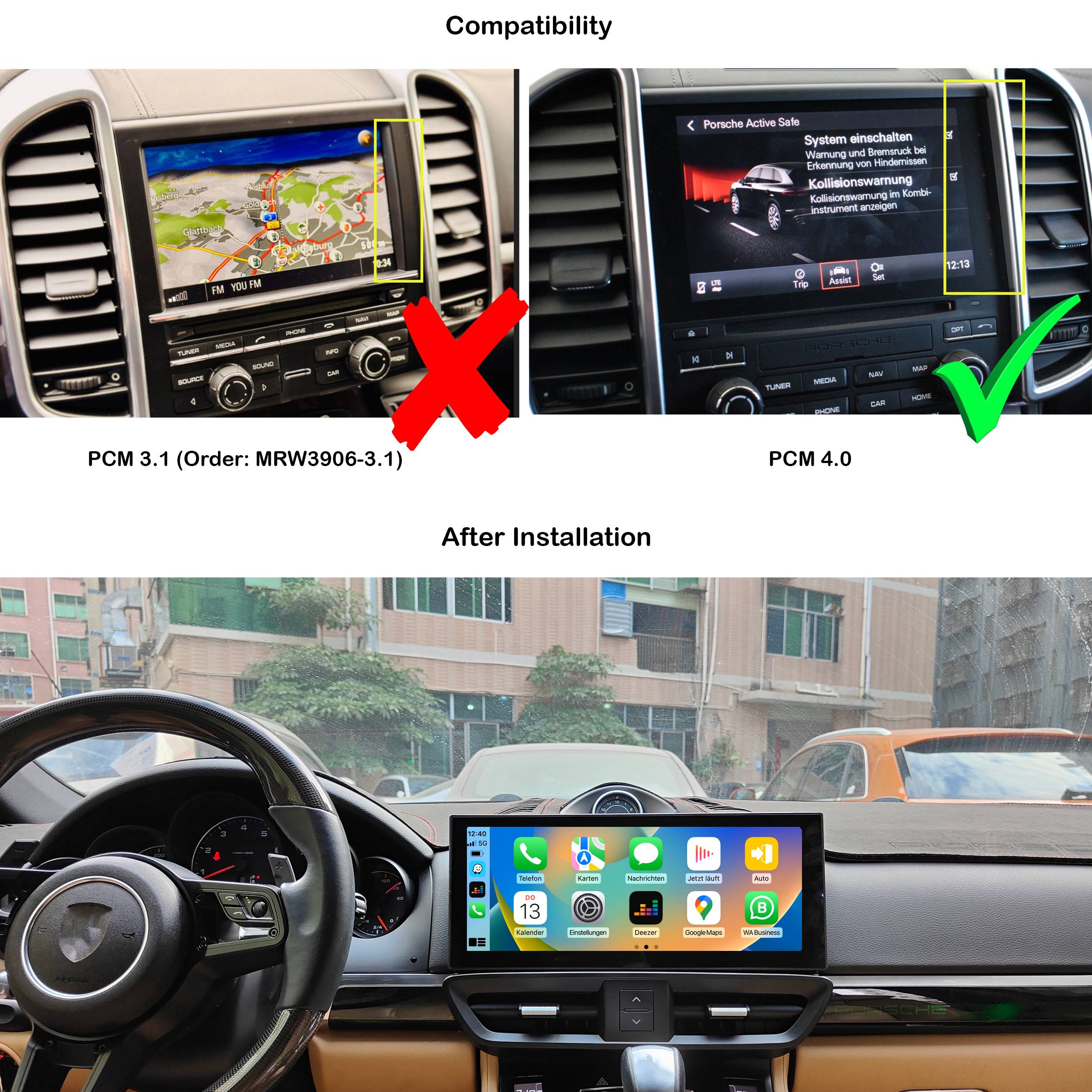 Für Porsche Cayenne 92A 958 PCM 4 12.3" Touch Android Autoradio GPS Navi CarPlay