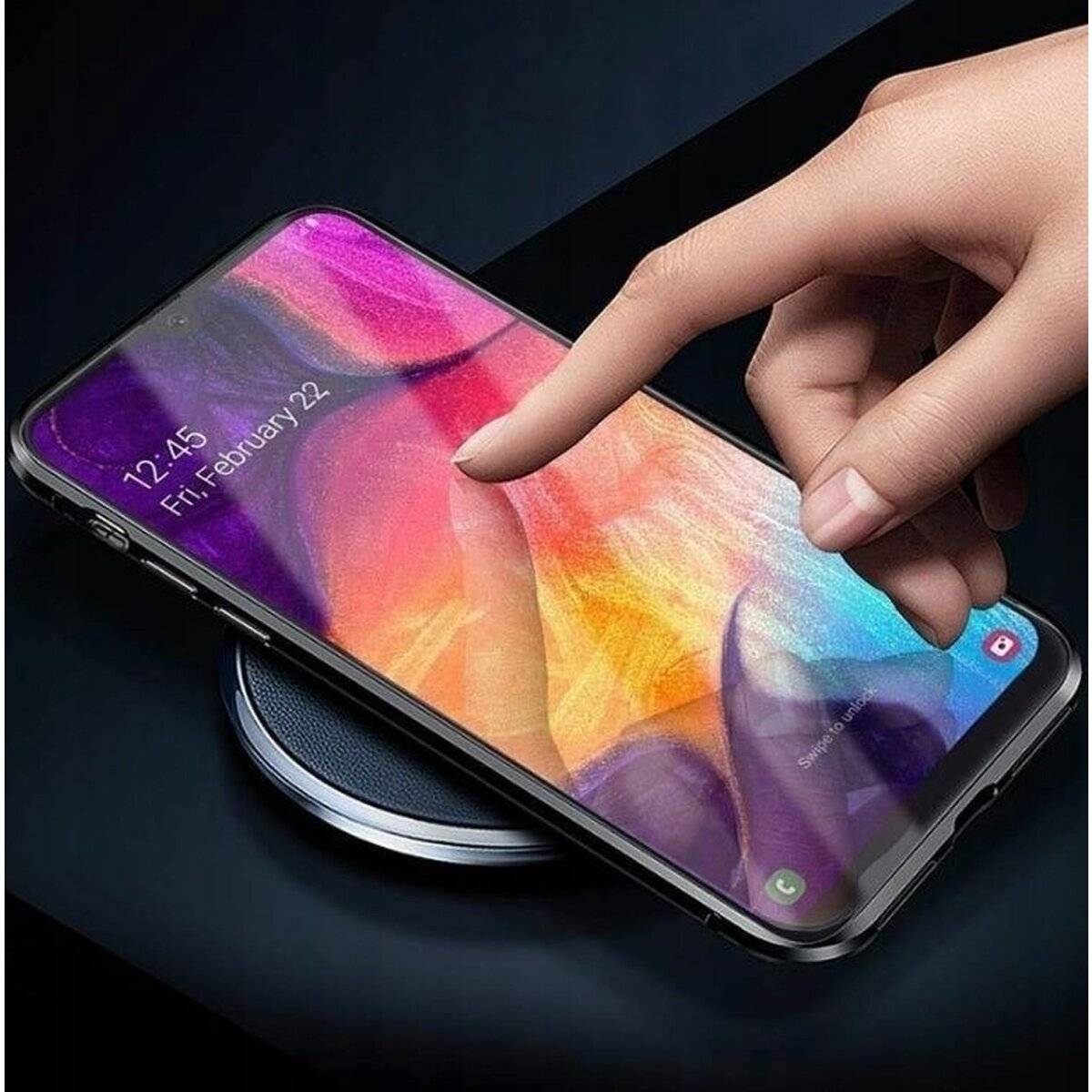 360 Magnet Slim Metall Case mit Schutzglas Vorne+Hinten kompatibel mit Samsung Galaxy S24 Plus