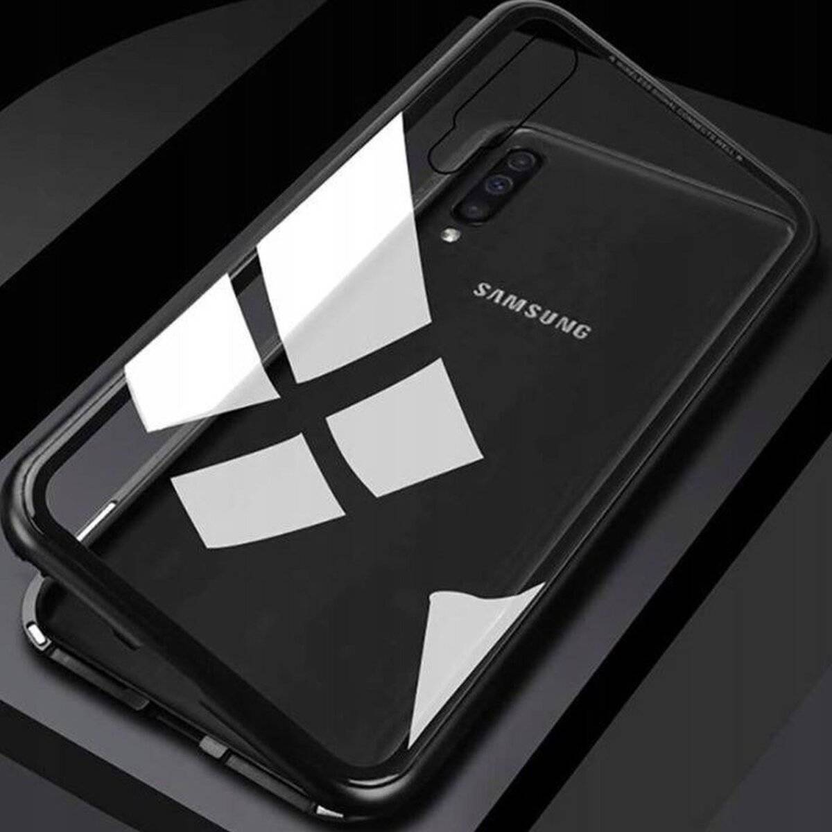 360 Magnet Slim Metall Case mit Schutzglas Vorne+Hinten kompatibel mit Samsung Galaxy S24 Ultra