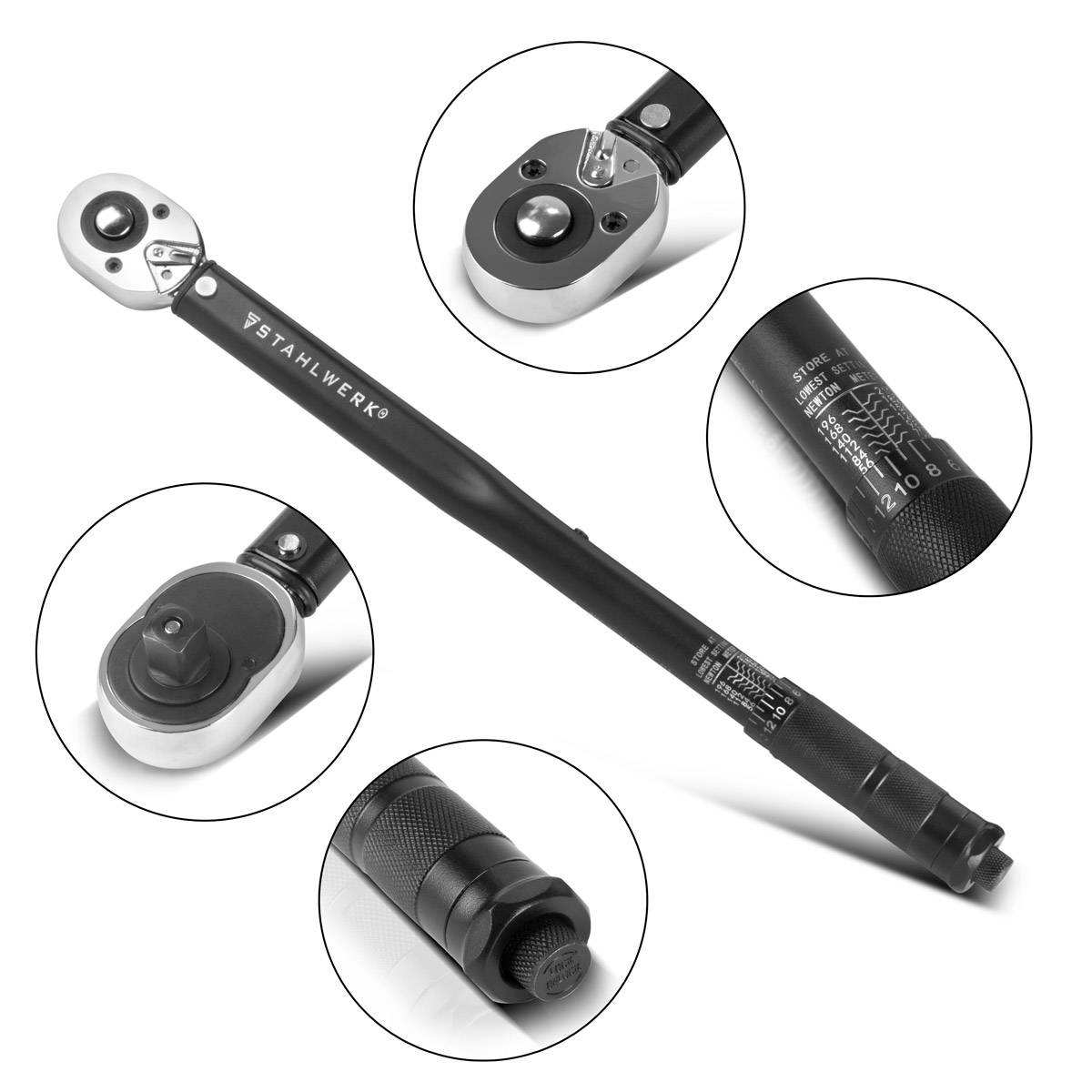 STAHLWERK Drehmomentschlüssel TW-210 ST 28-210 Nm 1/2“ Zoll mit Mikrometerskala