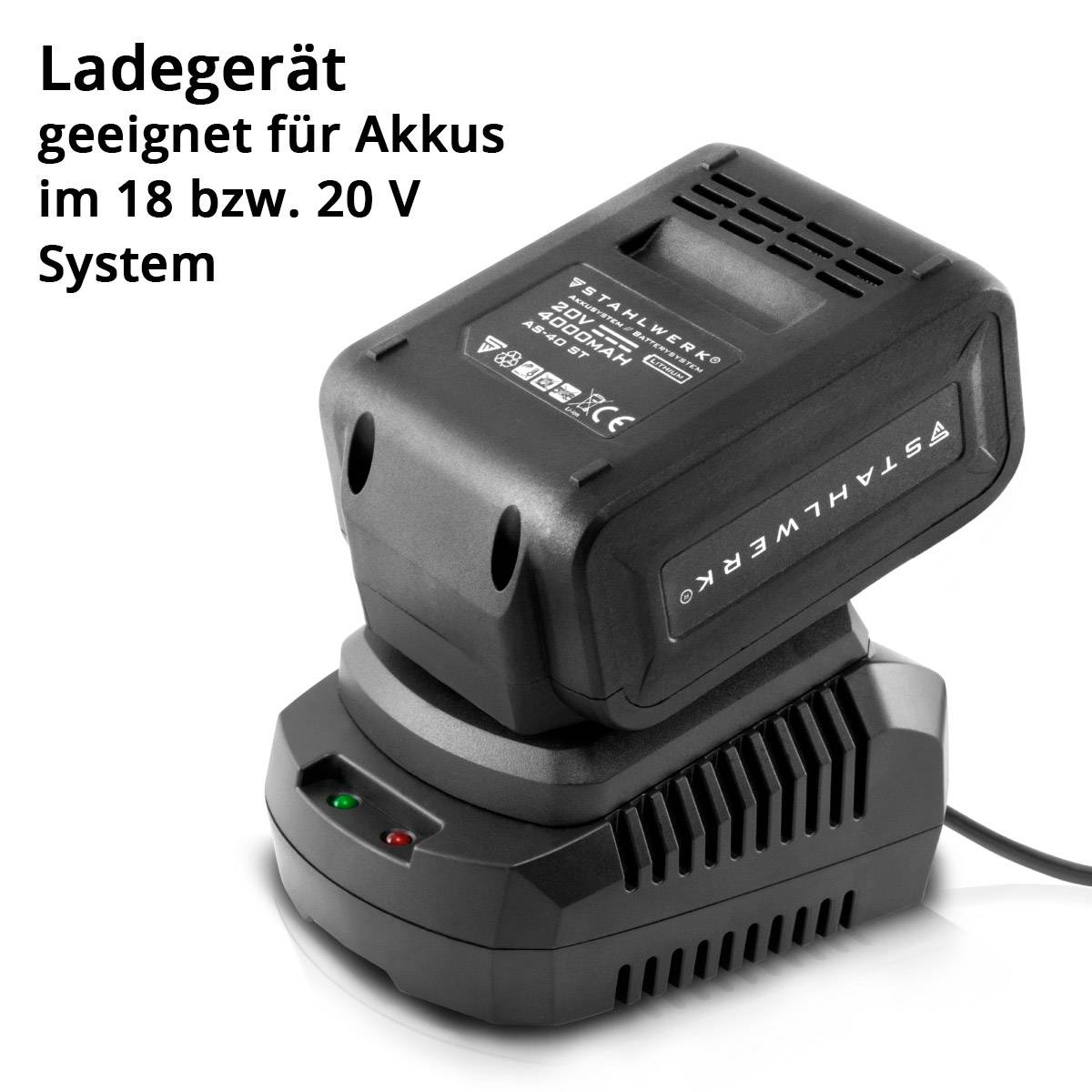 STAHLWERK Ladegerät Akku Schnellladegerät Charger 3 A Ladestrom 18 V 20 V Li-Ion