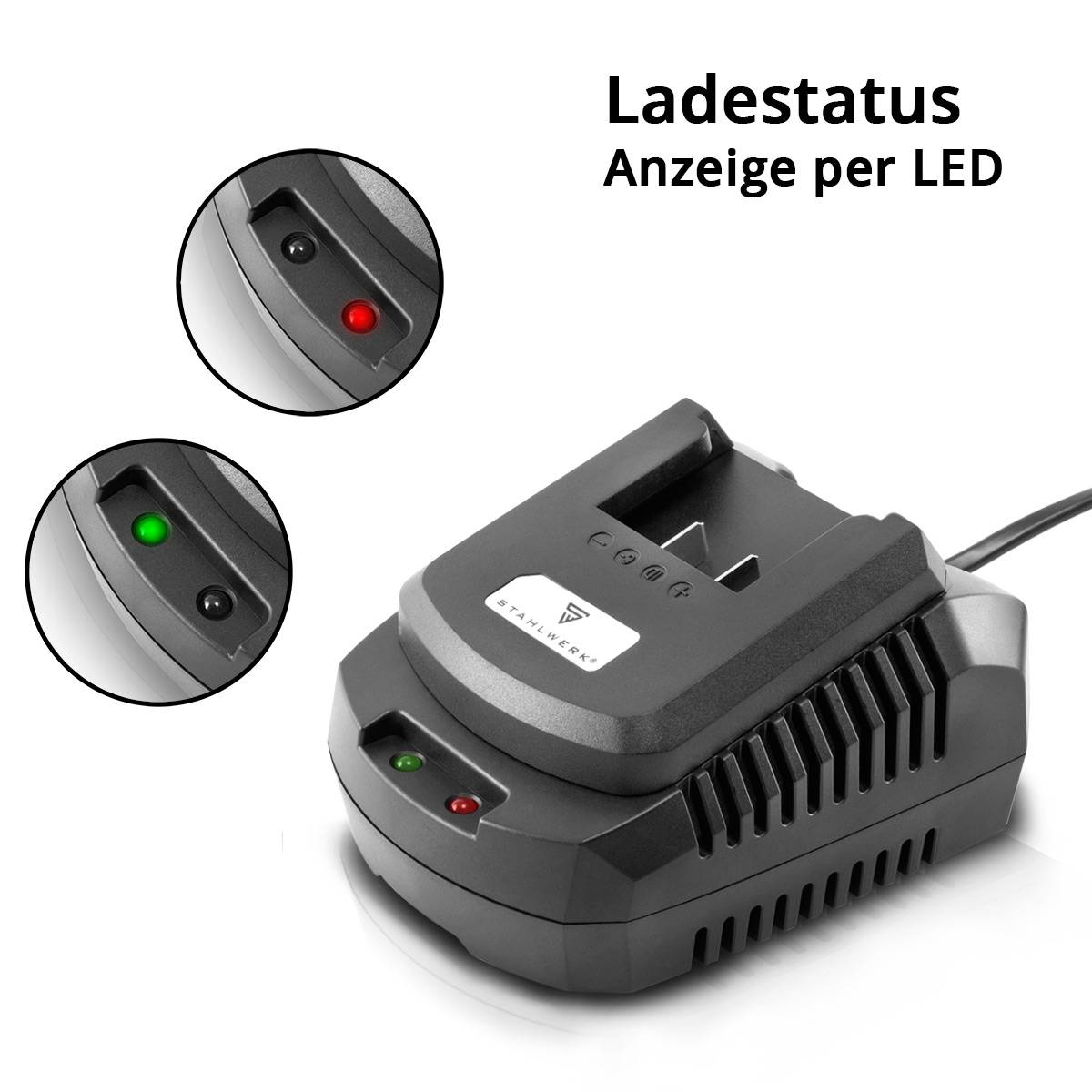 STAHLWERK Ladegerät Akku Schnellladegerät Charger 3 A Ladestrom 18 V 20 V Li-Ion