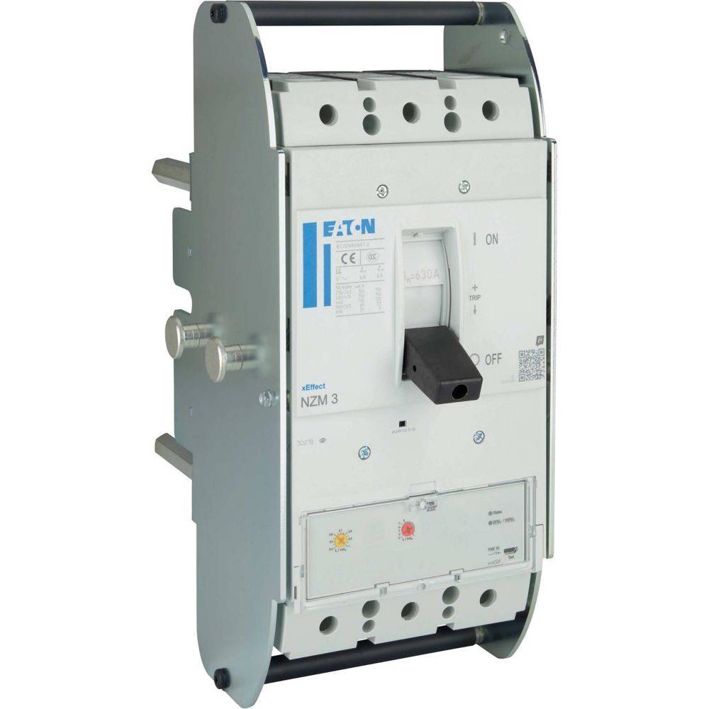 Eaton NZM3 Leistungsschalter, weiß und grau, mit Kippschalter und 'EIN'- und 'AUS'-Beschriftung. Entwickelt für elektrische Sicherheit.
