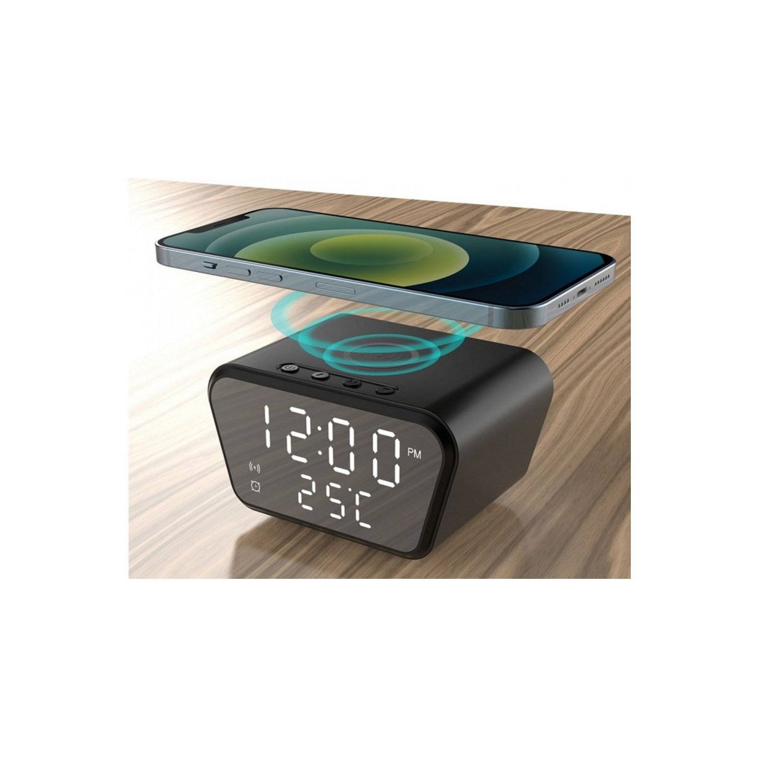 Rebeltec 10W W500 kabelloses Ladegerät mit digitale Uhr, Wecker