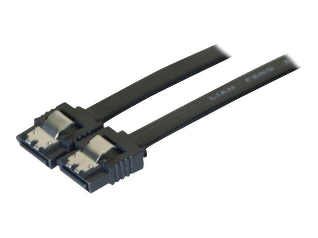 Zwei schwarze eSATAp-Kabel mit Metallsteckern, verwendet für Hochgeschwindigkeits-Datentransfer zwischen Geräten.