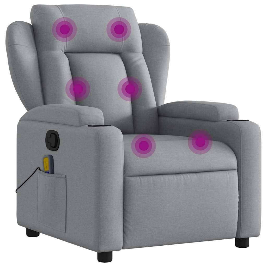 vidaXL Massage-Relaxsessel, hellgrauer Stoff