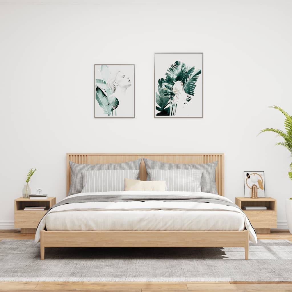 vidaXL Nachttische mit LED-Leuchten 2 Stk. Sonoma Eiche 40x39x37 cm