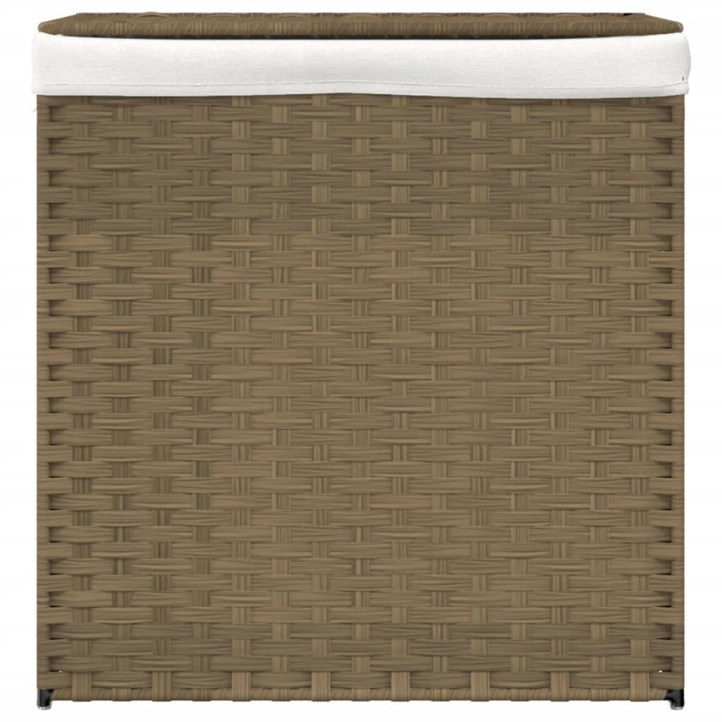 vidaXL Wäschekorb mit 2 Fächern 53x35x57 cm Poly Rattan