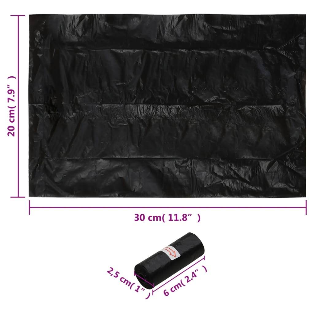 vidaXL Hundekotbeutel 750 Stk. Schwarz 30x20 cm PE
