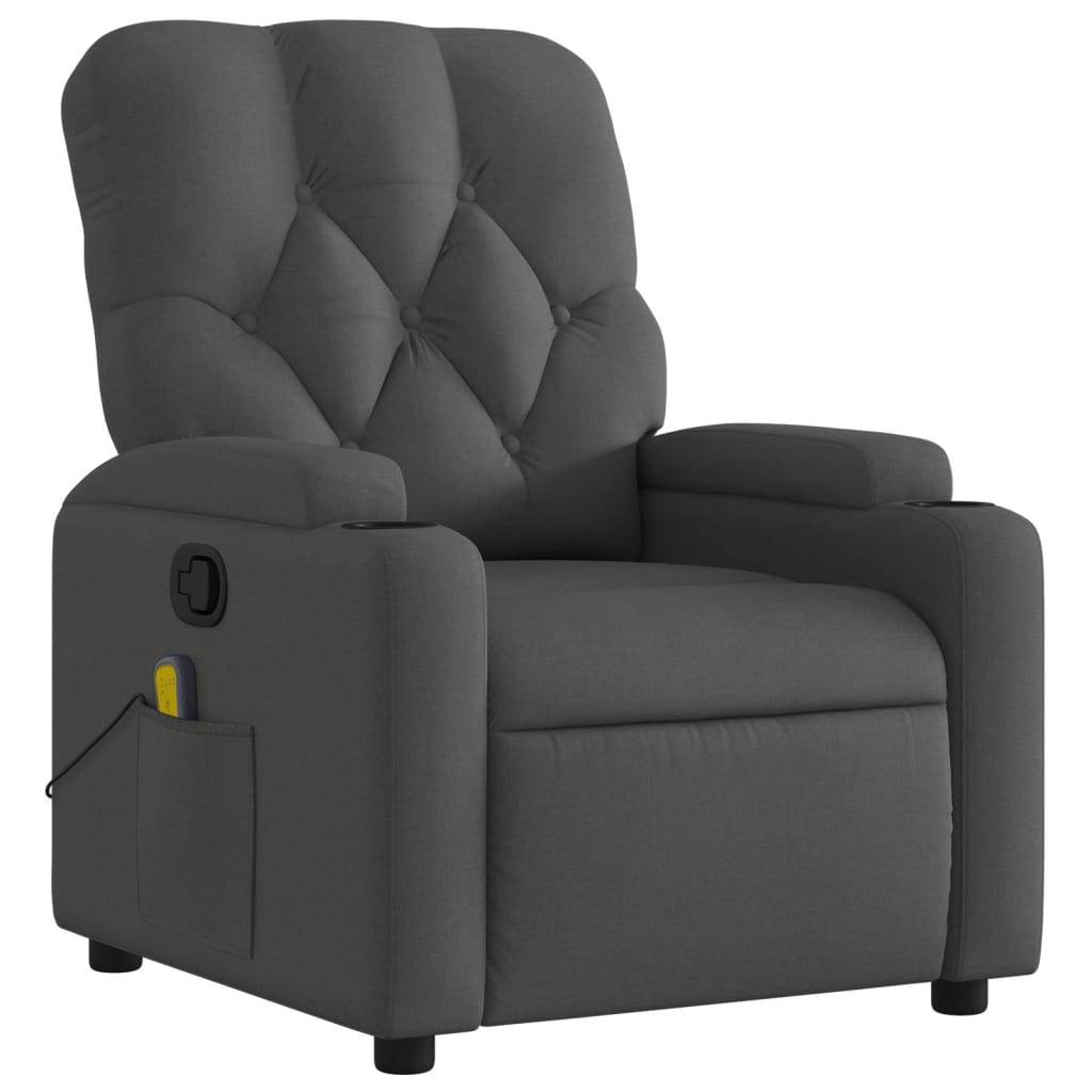 vidaXL Massage-Relaxsessel, Stoff, Dunkelgrau