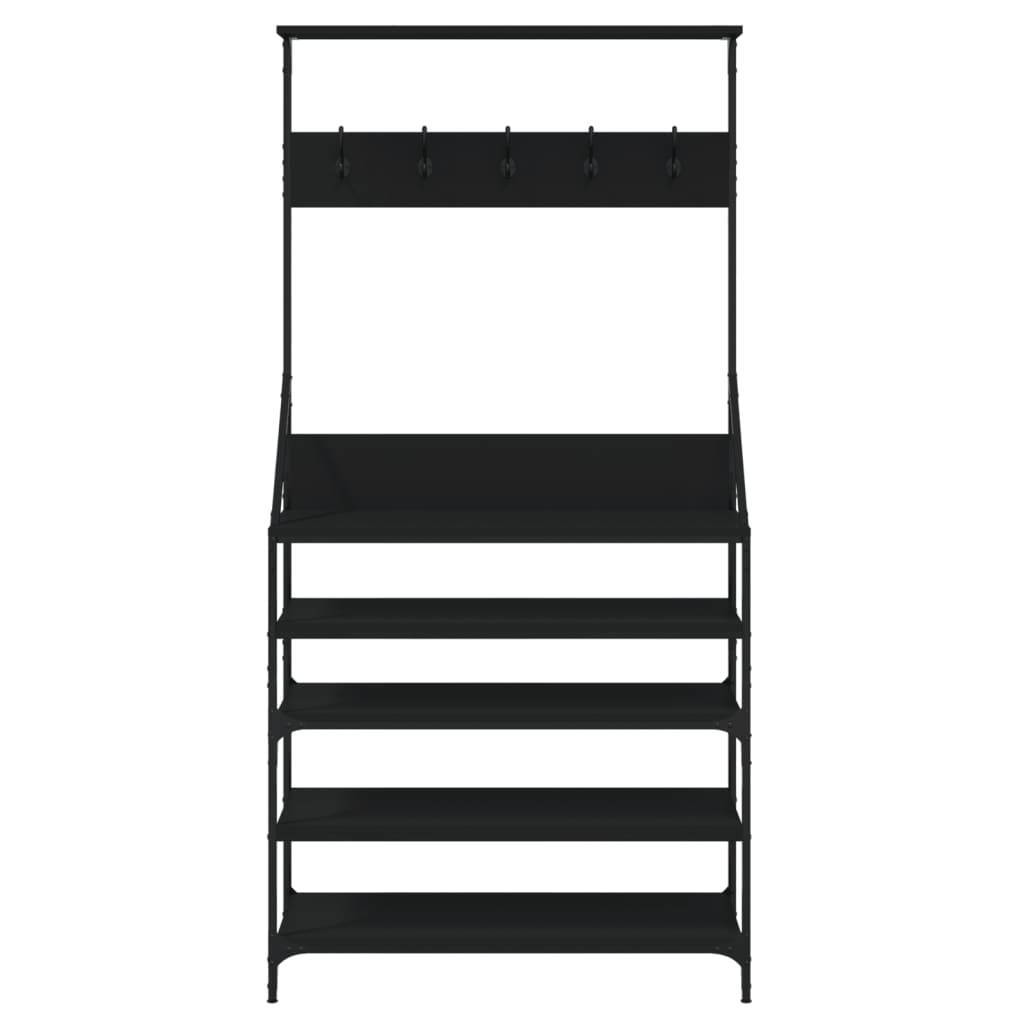 vidaXL Kleiderständer mit Schuhablage Schwarz 90x34x184 cm