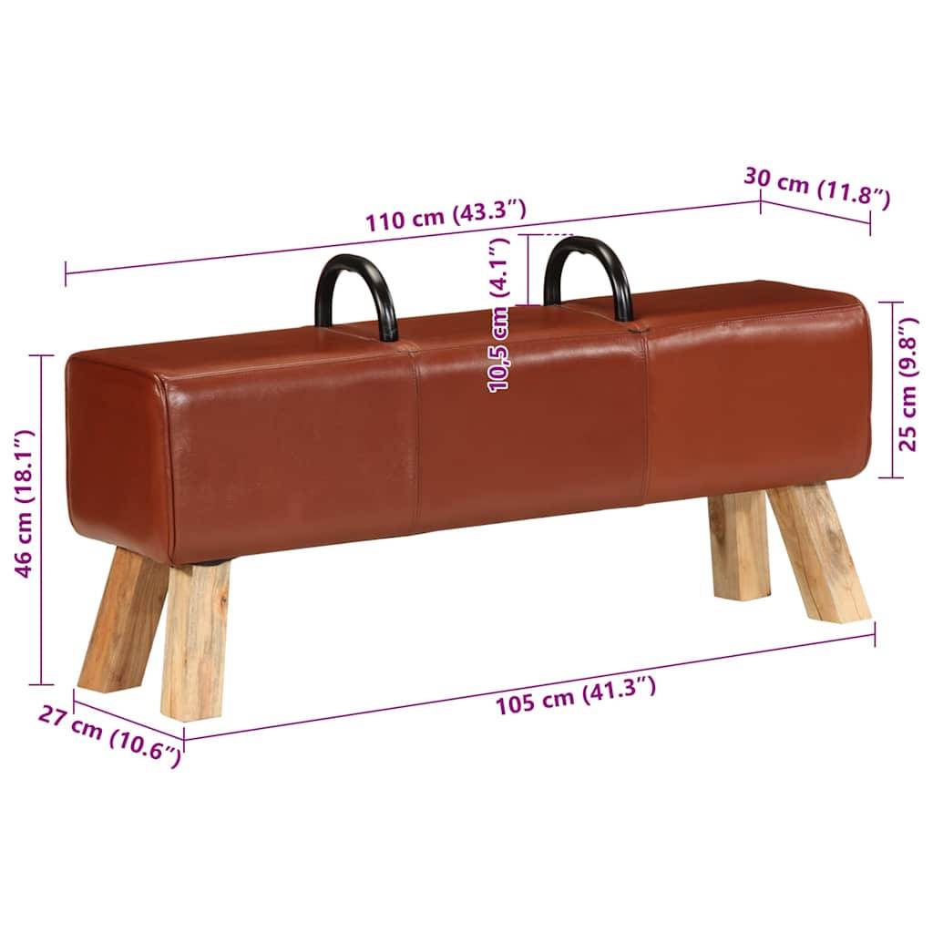 vidaXL Bank Turnbock-Design Braun 110 cm Echtleder