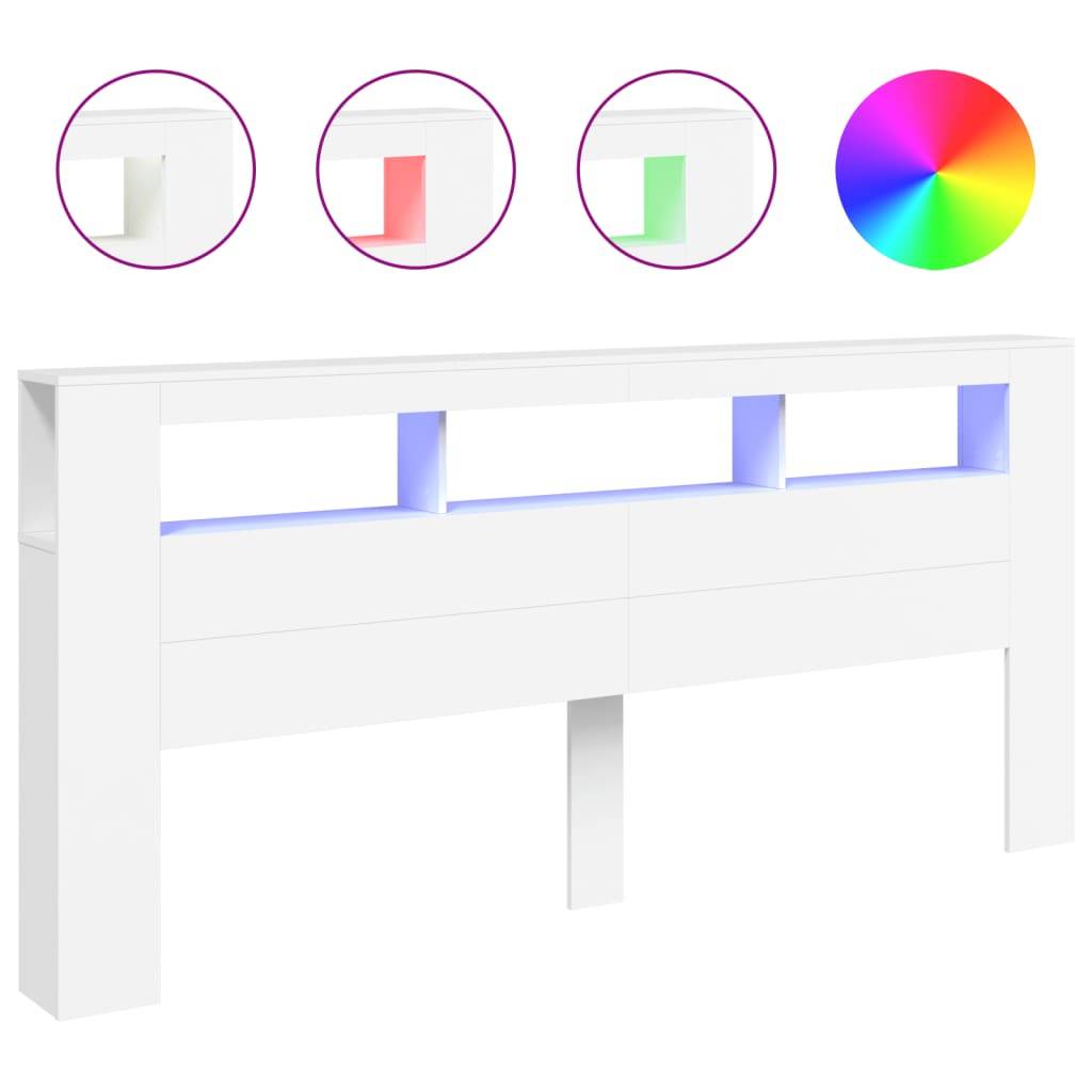 vidaXL LED-Kopfteil Weiß 220x18,5x103,5 cm Holzwerkstoff