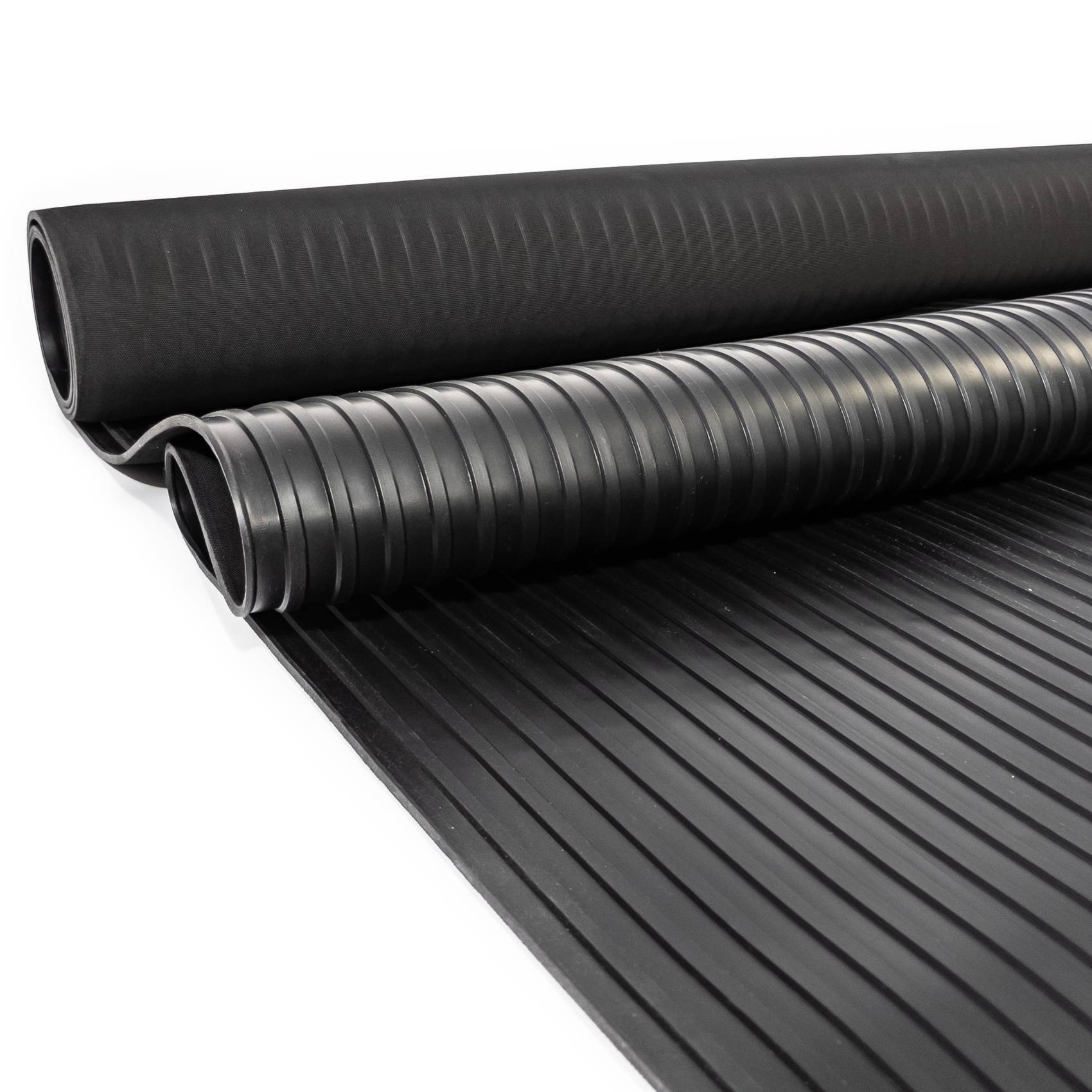 Gummi Antirutsch Bodenmatte SBR Schutzmatte Bodenbelag grobe Riefen -Rillen -Rippen Schwarz 3mm Stark 100 cm Breite 240 cm Länge