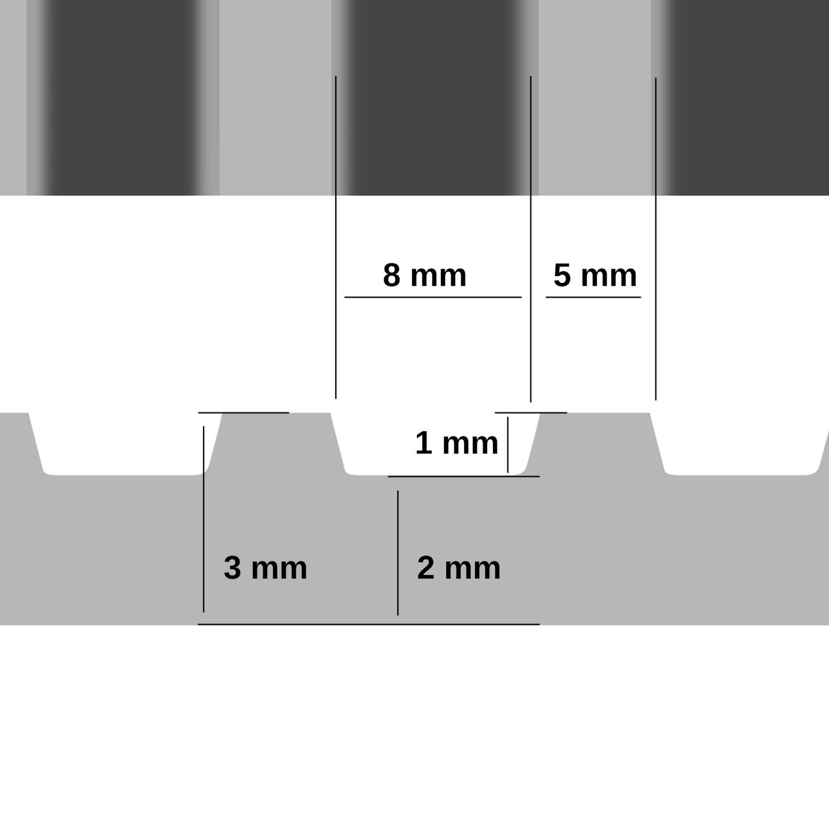 Gummi Antirutsch Bodenmatte SBR Schutzmatte Bodenbelag grobe Riefen -Rillen -Rippen Schwarz 3mm Stark 100 cm Breite 380 cm Länge