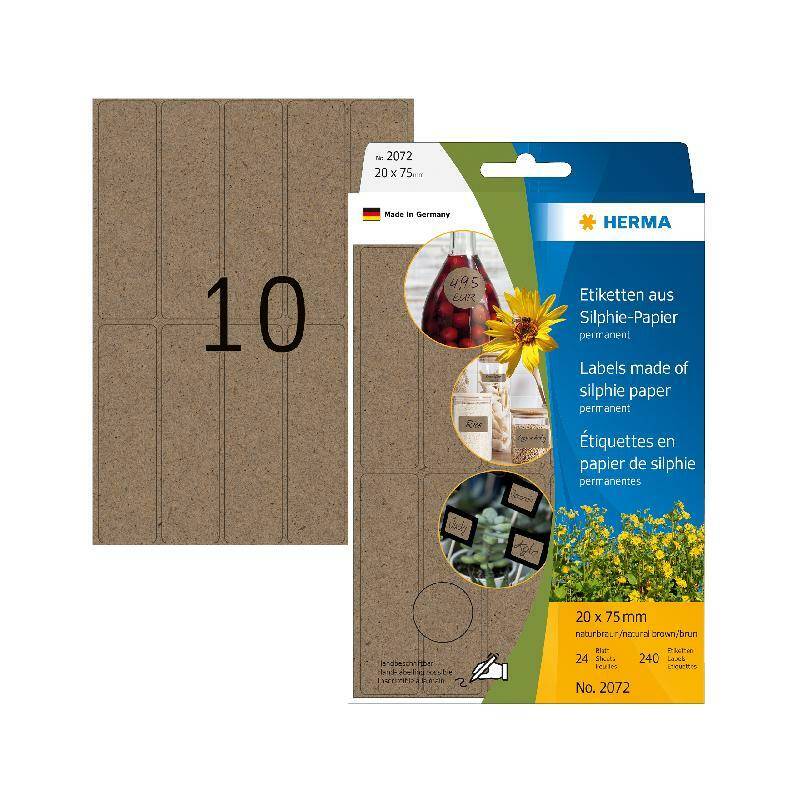 HERMA Vielzweck-Etiketten Silphie, 20 x 75 mm, naturbraun