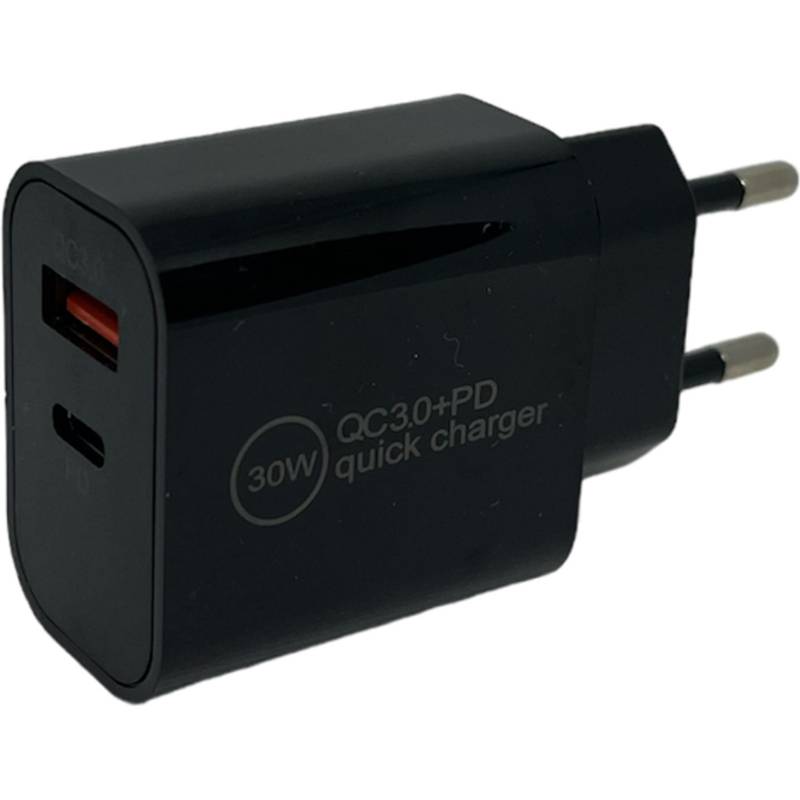 IWH USB-C-Ladegerät, 1x USB-A / 1x USB-C, 30 Watt, schwarz