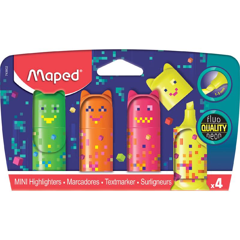 Maped Textmarker Mini PIXEL PARTY, 4er Blister