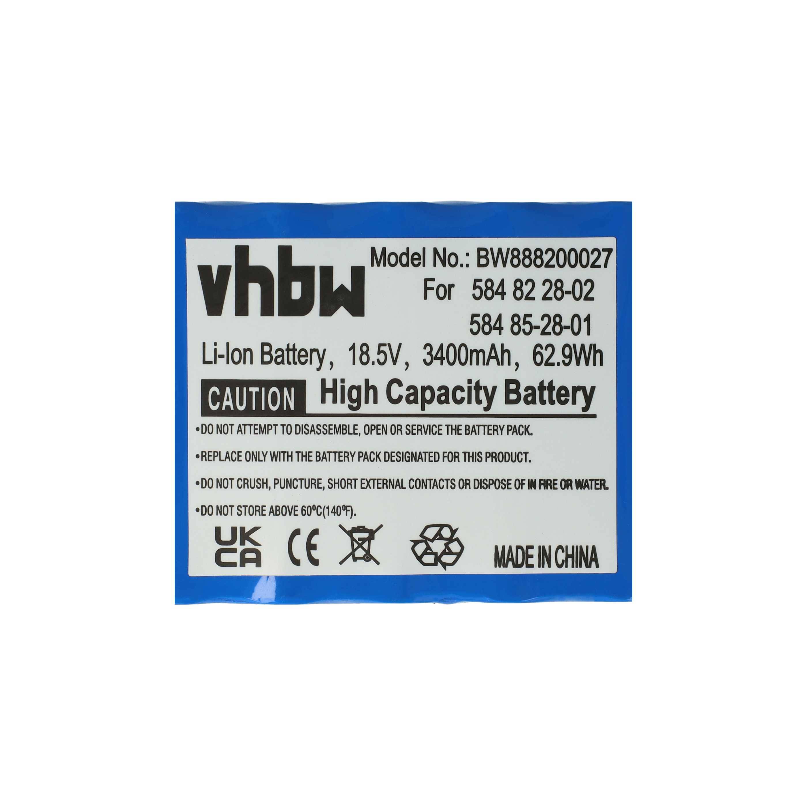 vhbw Akku kompatibel mit Gardena R160, R130LIC, City (bis SNr. 184499999), R100LIC, City, R130Li, R100Li Rasenmäher (3400mAh 18,5V Li-Ion)