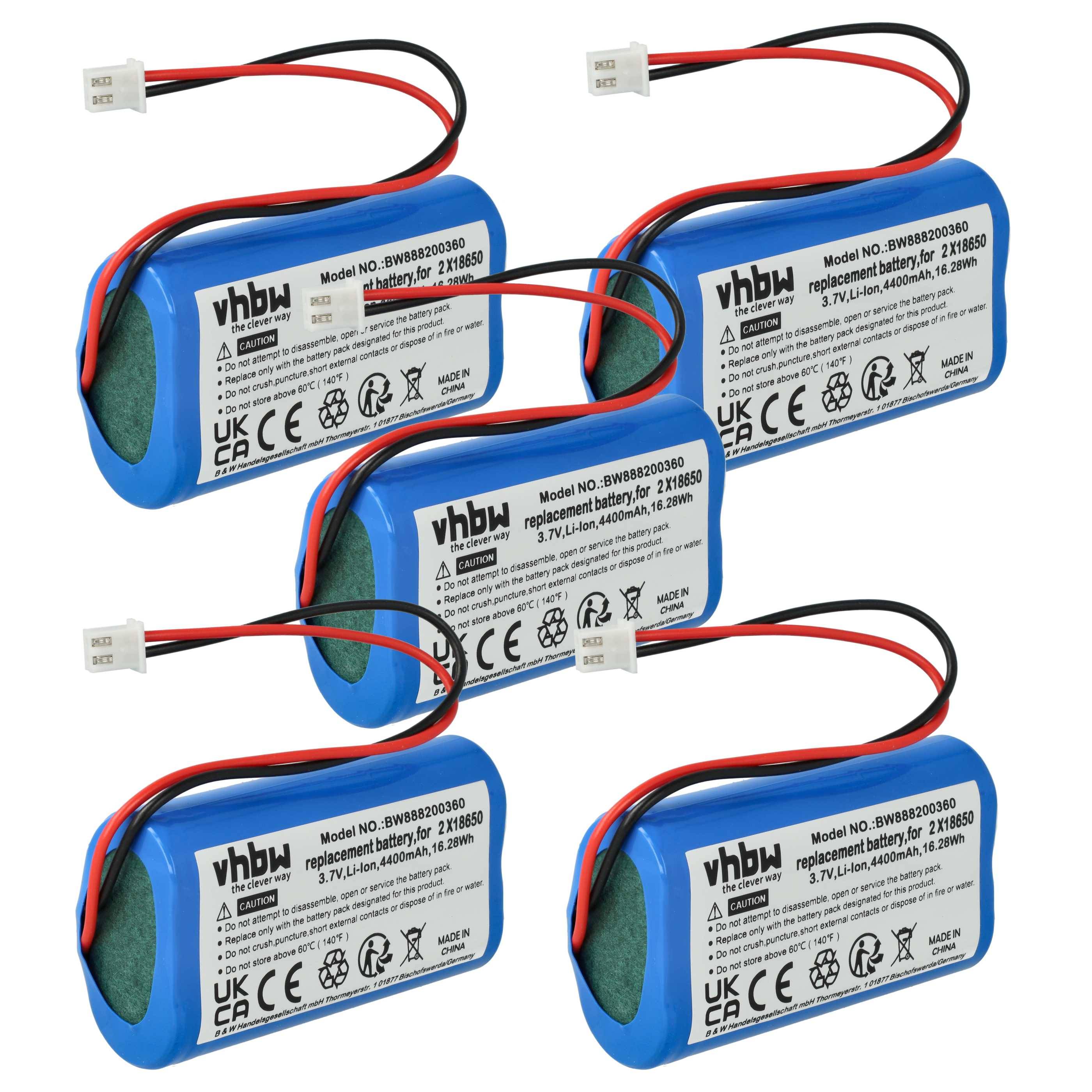 vhbw 5x Akku kompatibel mit Villeroy & Boch Troll 2.0 78170-78184, Seoul Micro Tischlampe, Nachttischlampe (4400 mAh, 3,7 V, Li-Ion)