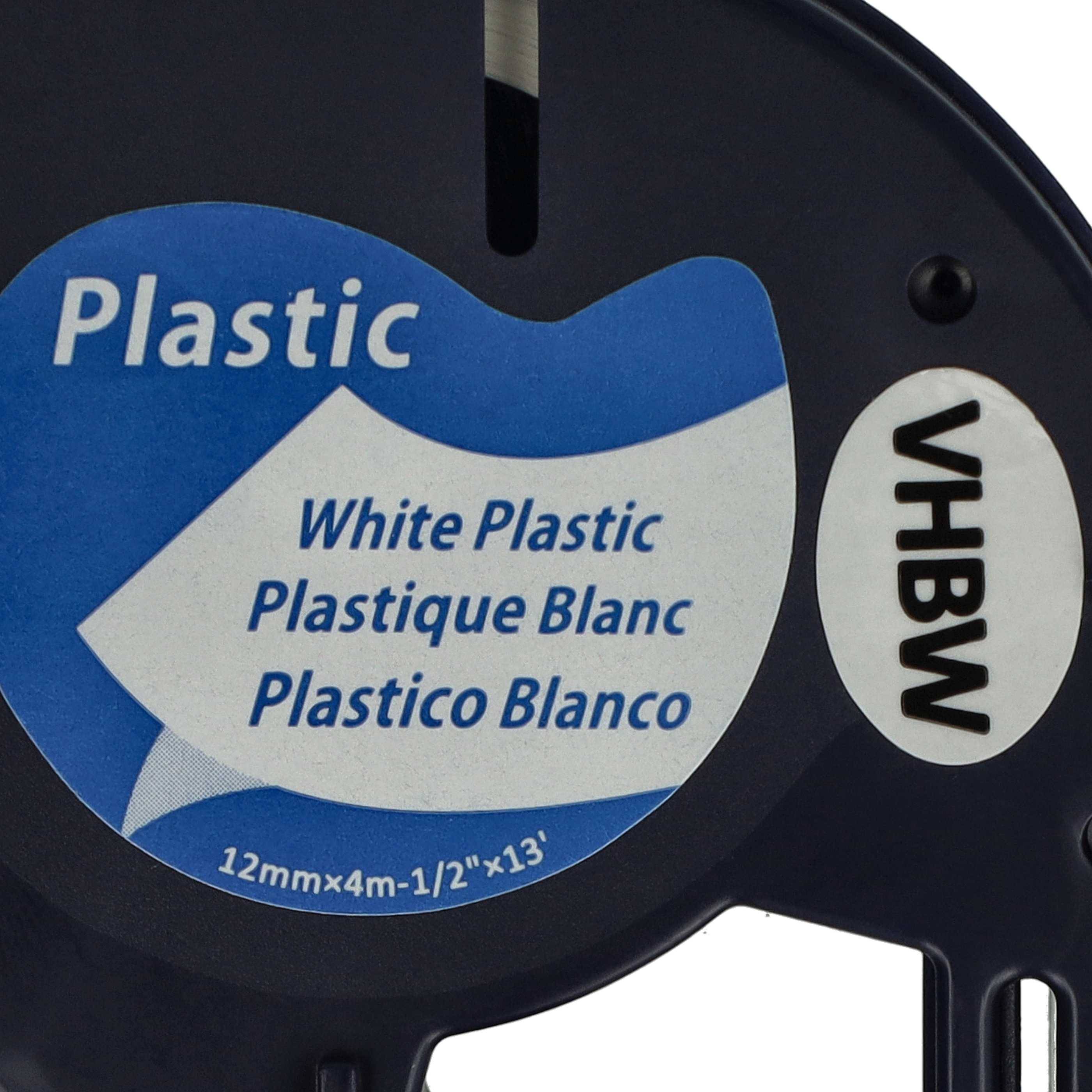 vhbw 2x Schriftband-Kassette Plastik Ersatz für Dymo S0721660, 91221 für Etiketten-Drucker 4m x 12mm Schwarz auf Weiß