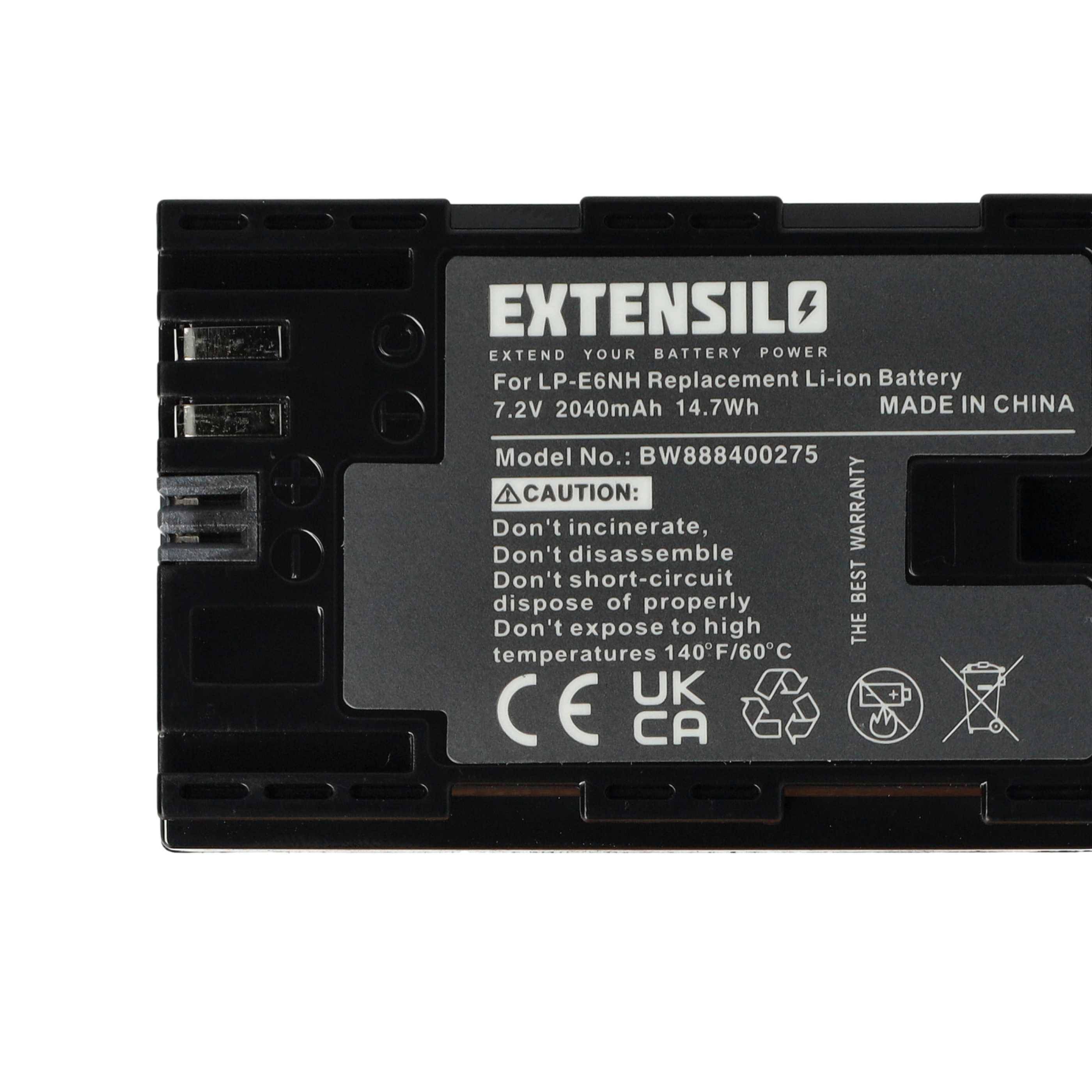 EXTENSILO 3x Akku kompatibel mit Canon XC10, WFT-E5, WFT-E7, XC15 Kamera (2040 mAh, 7,2 V, Li-Ion)