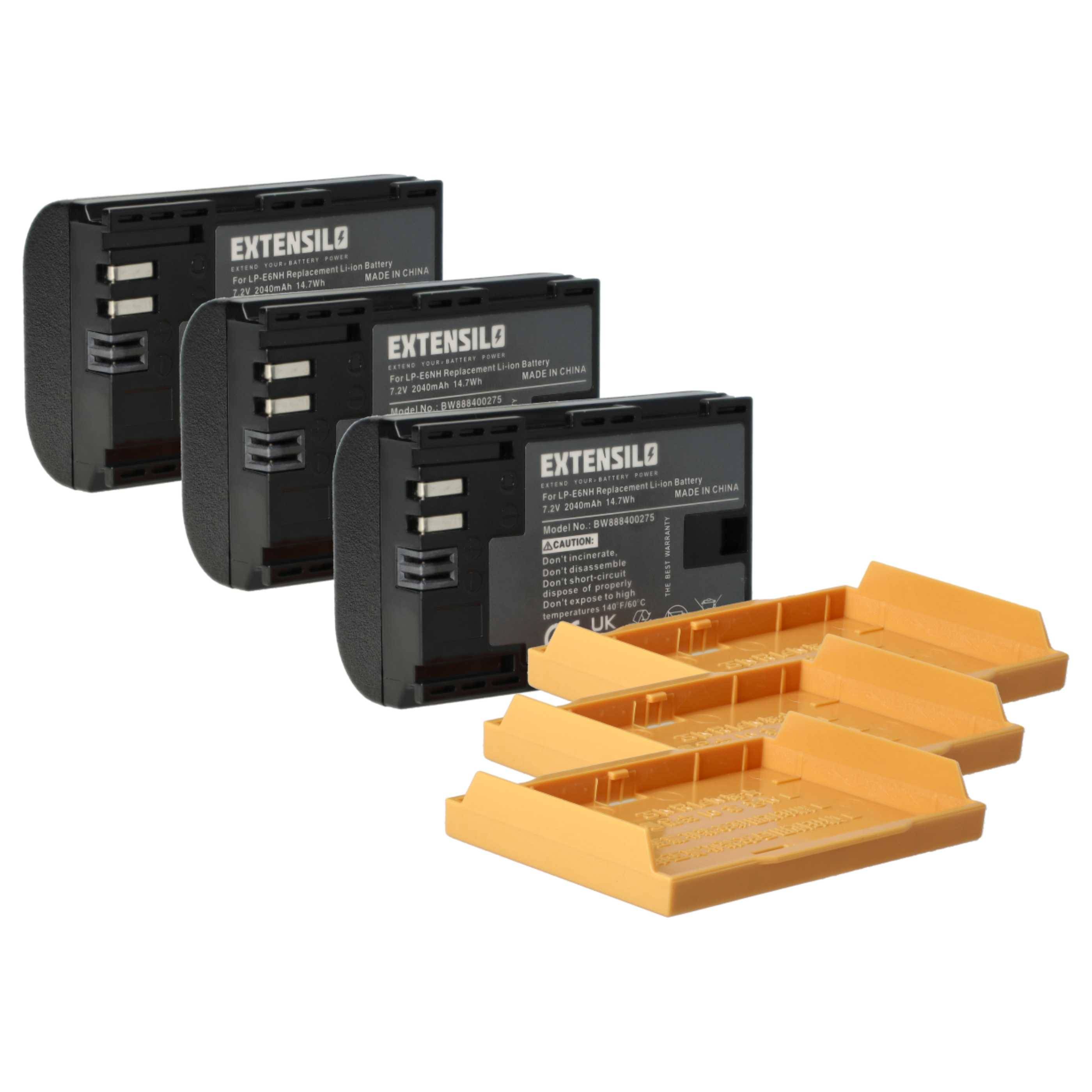 EXTENSILO 3x Akku kompatibel mit Canon WFT-E5, WFT-E7 Kamera (2040 mAh, 7,2 V, Li-Ion)