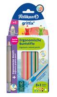 Pelikan Griffix ergonomisches Farbstiftset, zeigt mehrere Farbstifte und eine Stiftillustration auf der Schachtel.