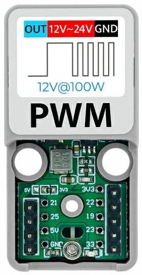 M5Stack ATOMIC PWM Base, Vielseitiger Ein-Kanal-PWM-DC-Treiber für Atom-Serie, 12-24V, 100W Leistung
