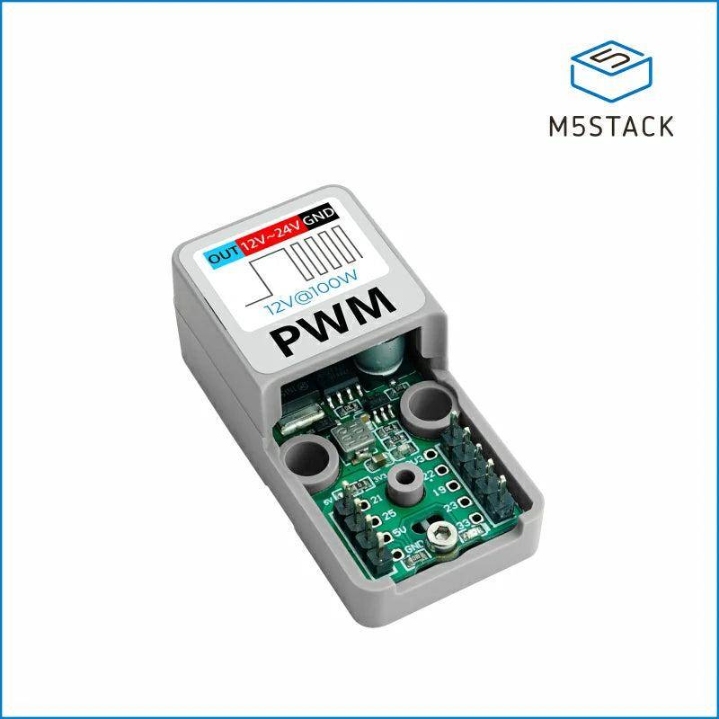 M5Stack ATOMIC PWM Base, Vielseitiger Ein-Kanal-PWM-DC-Treiber für Atom-Serie, 12-24V, 100W Leistung