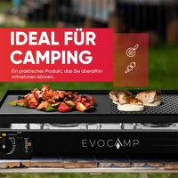 EVOCAMP Grillplatte Aufsatz für Gaskocher eckig 45x24 cm, antihaftbeschichtete Grillpfanne für Campingkocher, Grillmatte BBQ, Grillschale, Camping EVOCAMP Grillplatte Aufsatz für Gaskocher eckig 45x24 cm, antihaftbeschichtete Grillpfanne für Campingkocher, Grillmatte BBQ, Grillschale, Camping