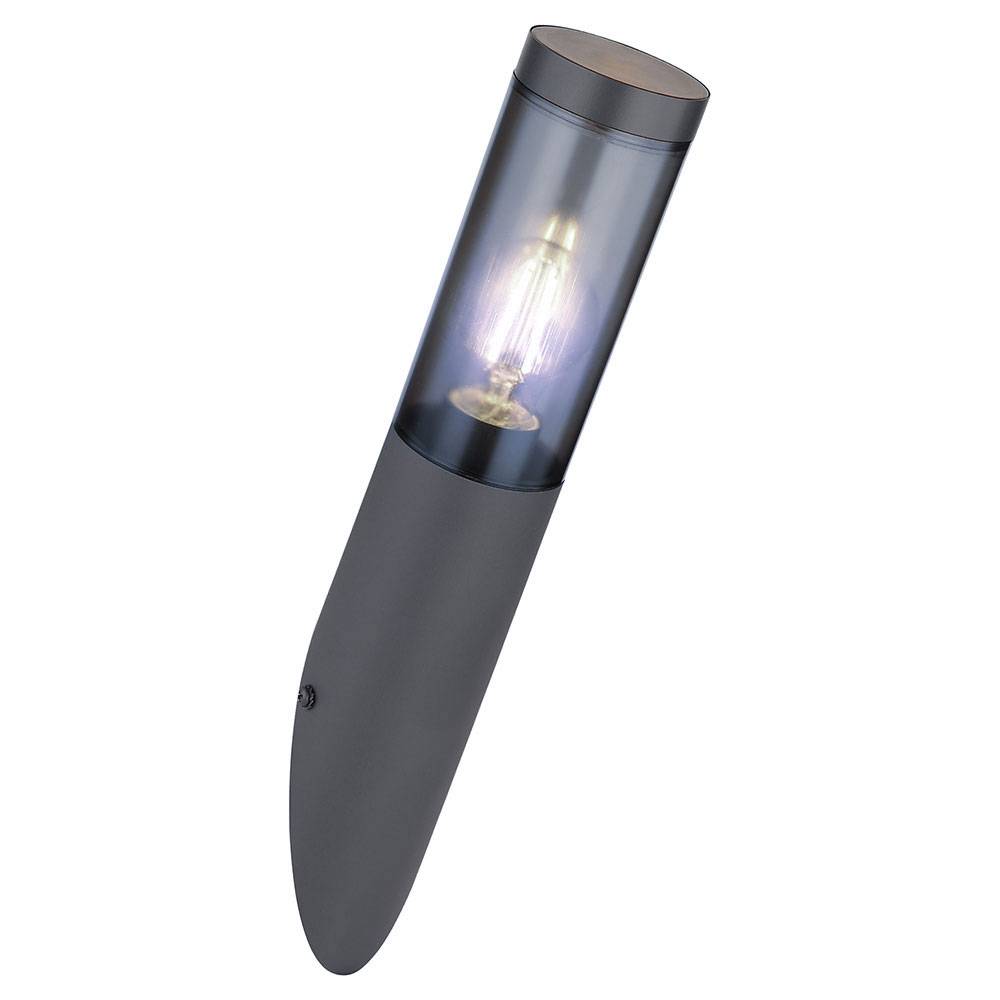 Außenwandlampe Wandleuchte Edelstahl Wandleuchte Fackel Aussen Gartenlampe, anthrazit rauch, Fernbedienung dimmbar, RGB LED 8,5W 806Lm warmweiß, DxH