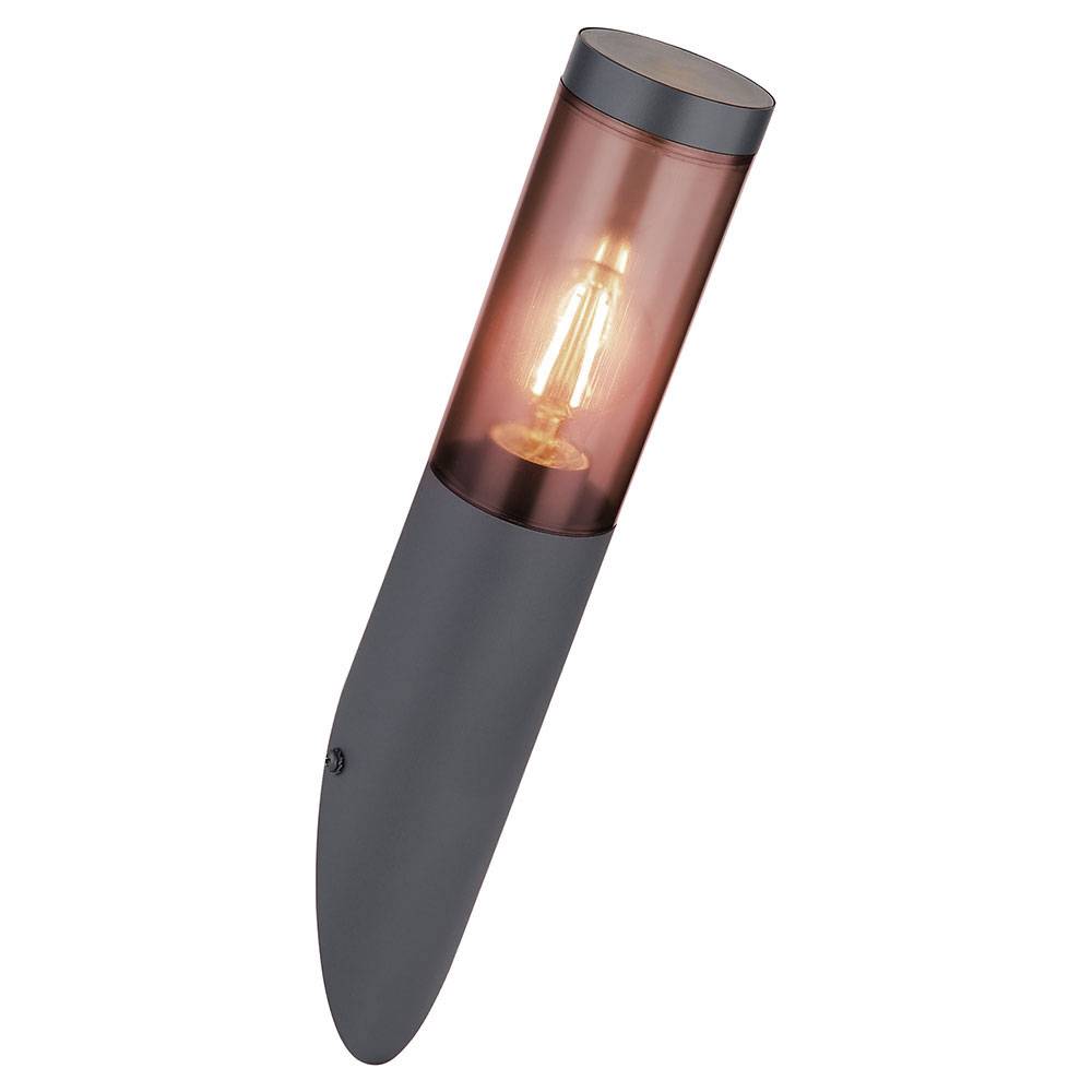 Außenwandlampe Wandleuchte Edelstahl Wandleuchte Fackel Aussen Gartenlampe, anthrazit rauch, App Steuerung CCT, Smart RGB LED 8,5W 806Lm, DxH 7,6x40