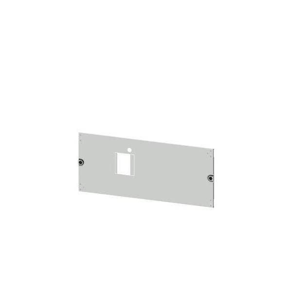 Graues rechteckiges Metallpanel mit zentraler Aussparung und Befestigungslöchern, dargestellt auf einem schlichten weißen Hintergrund.